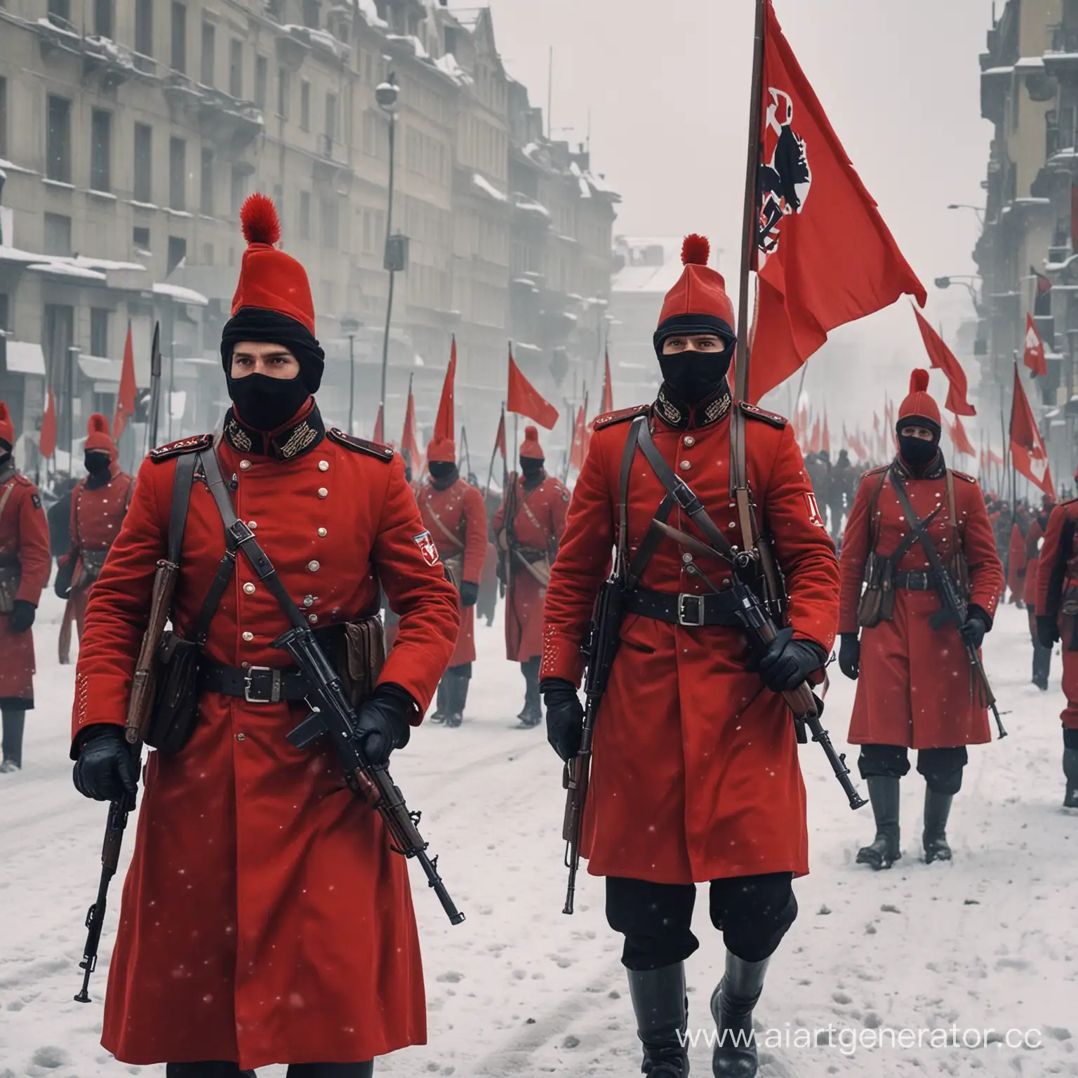 Winter-City-Revolution-Red-Guards-Marching