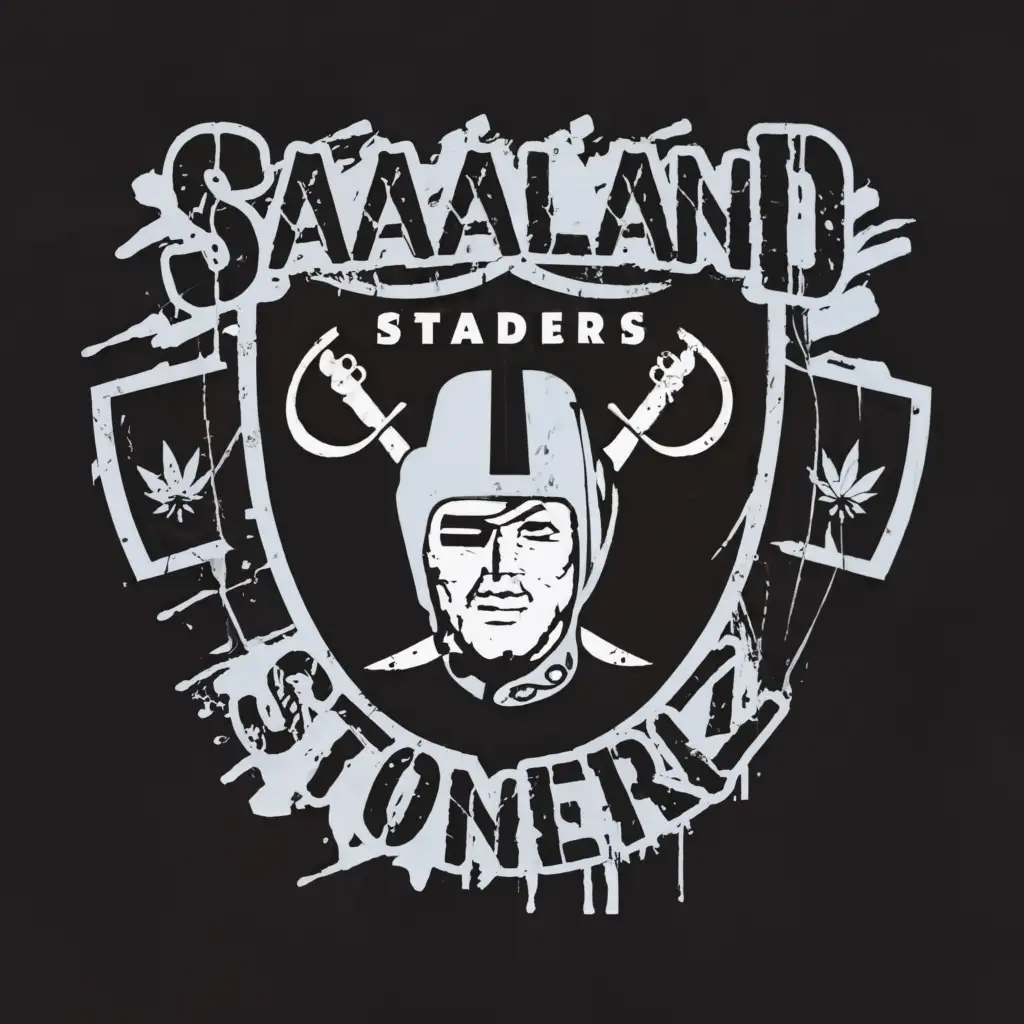 a logo design,with the text "SAARLAND STONERZ", main symbol:Las Vegas Raiders, Cannabis, American Football,complex,be used in Sports Fitness industry,clear background