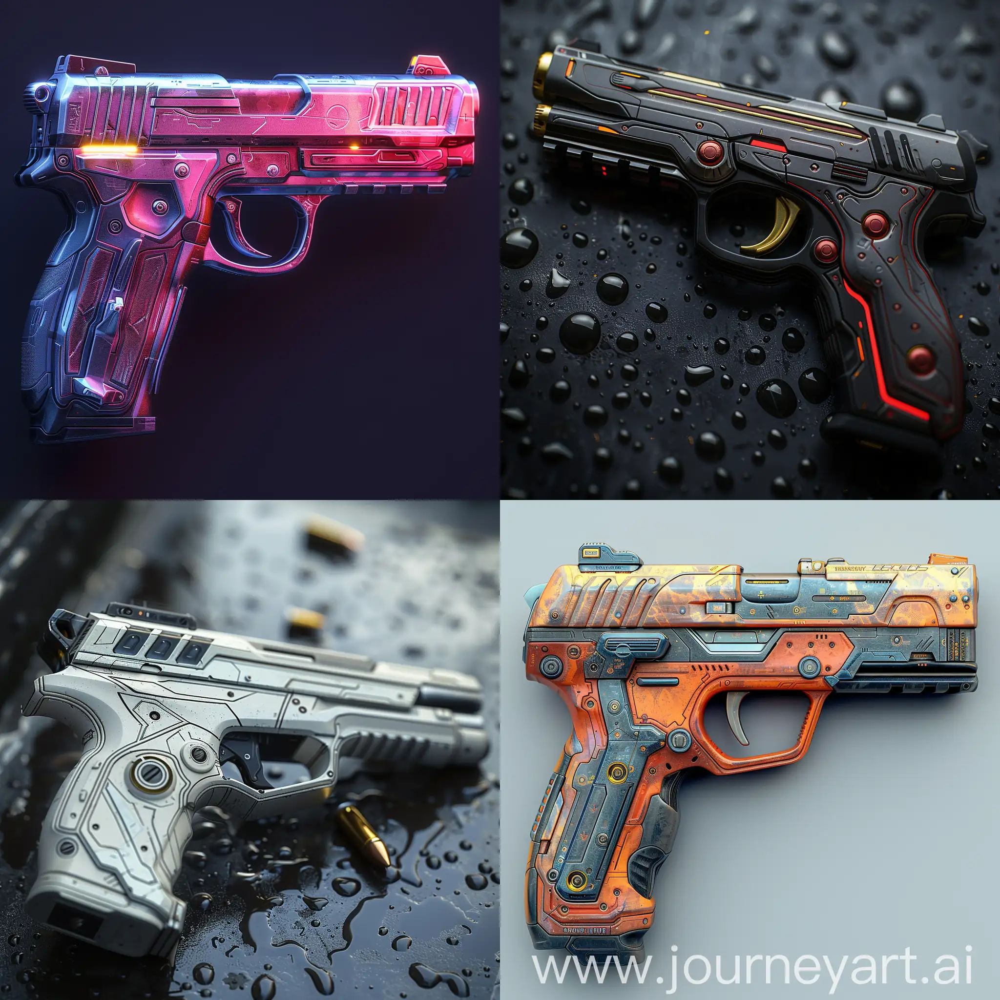 Futuristic ultra-modern smart pistol, futuristic ultramodern smart pistol, high tech, octane render --stylize 1000
