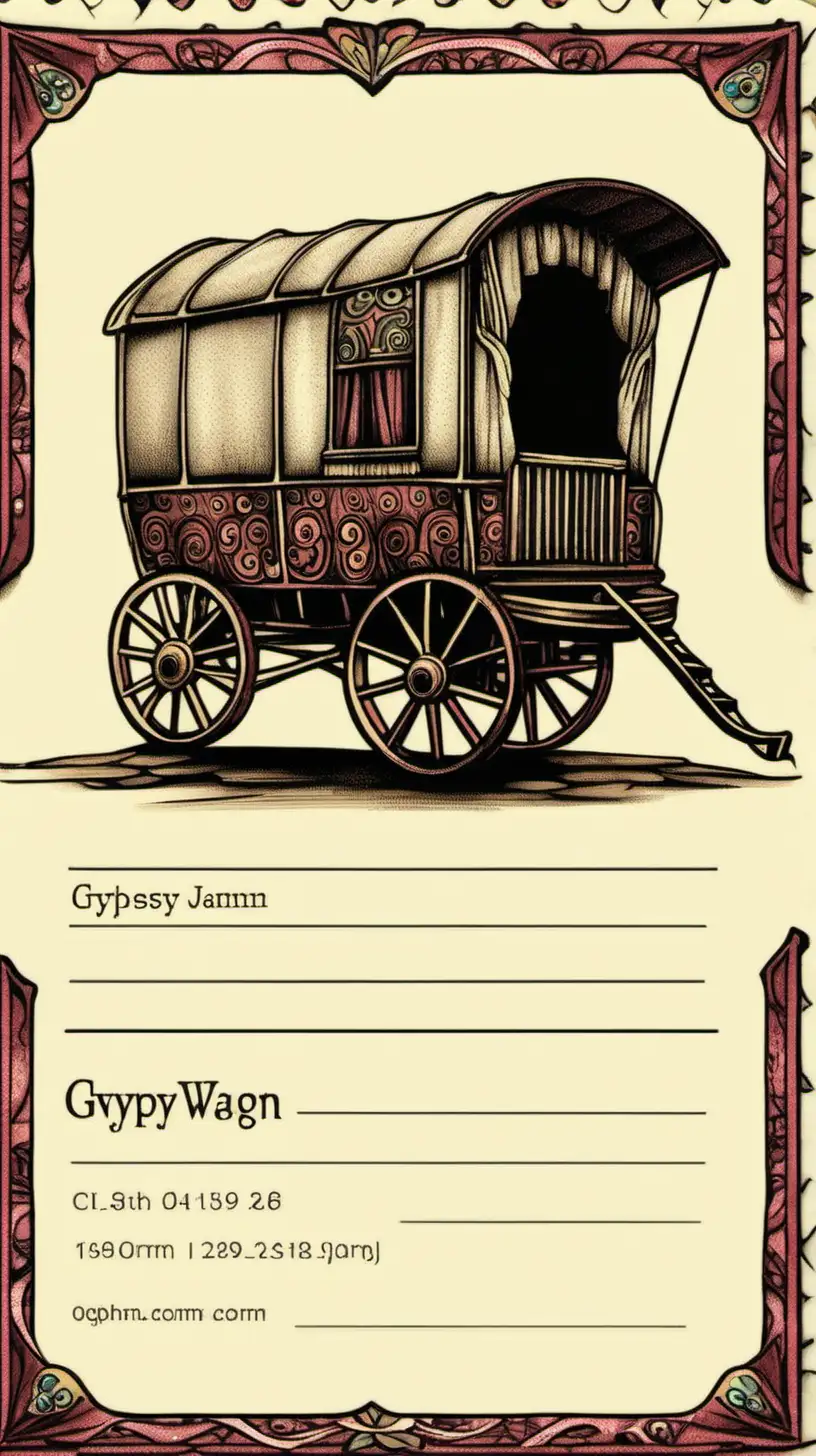 Colorful Gypsy Wagon Illustration on a Business Card