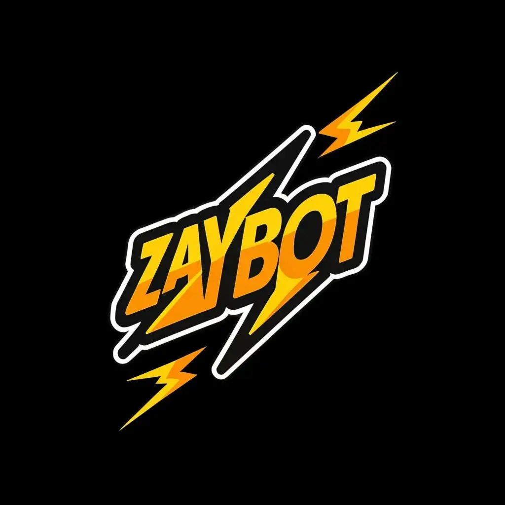 logo, Yellow lightning, with the text "Zaybot", typography, be used in Entertainment industry