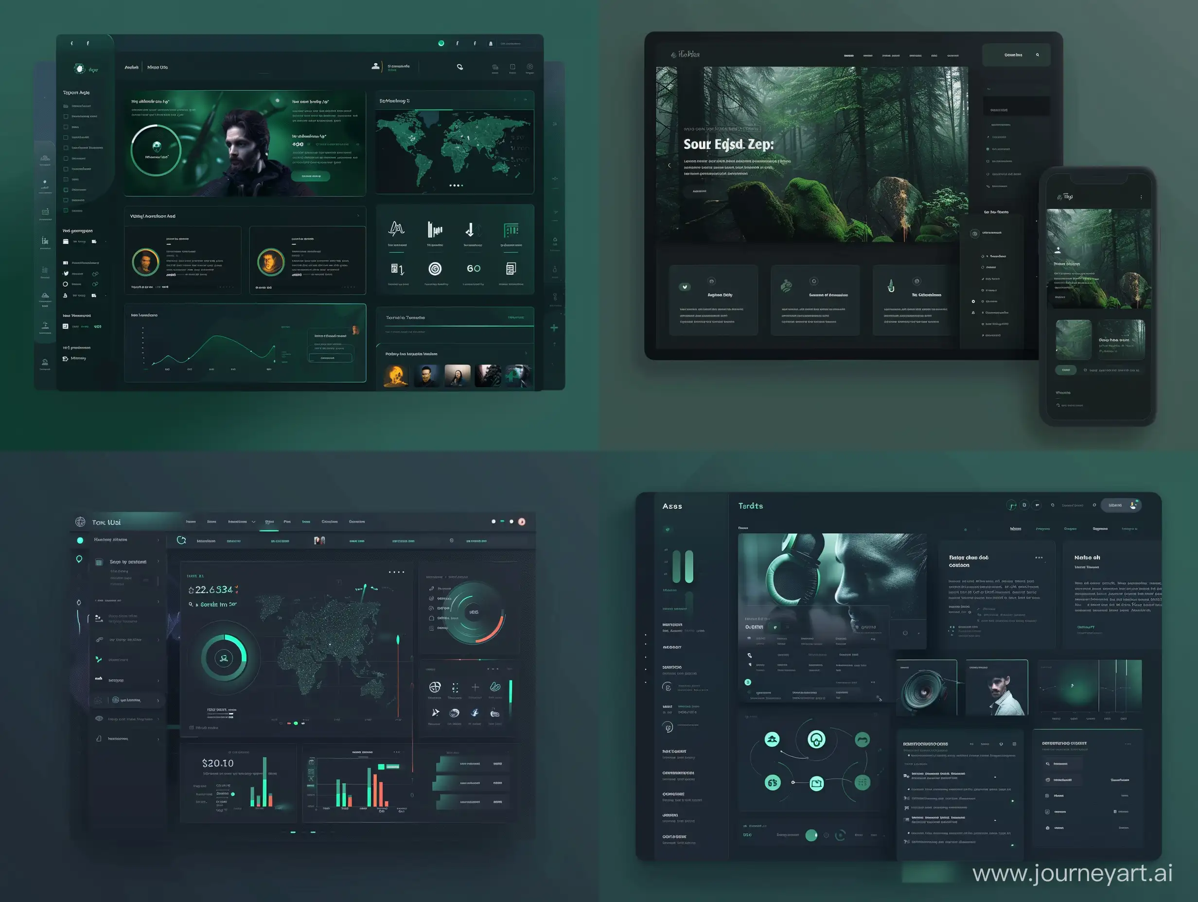 Create a Website UI dark green theme, make the interface amazing