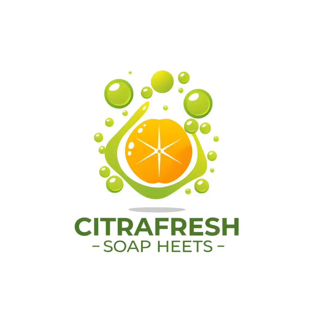 a logo design,with the text "CitraFresh Soap Sheets", main symbol:Calamansi/ soap sheets/ bubbles,complex,be used in Retail industry,clear background