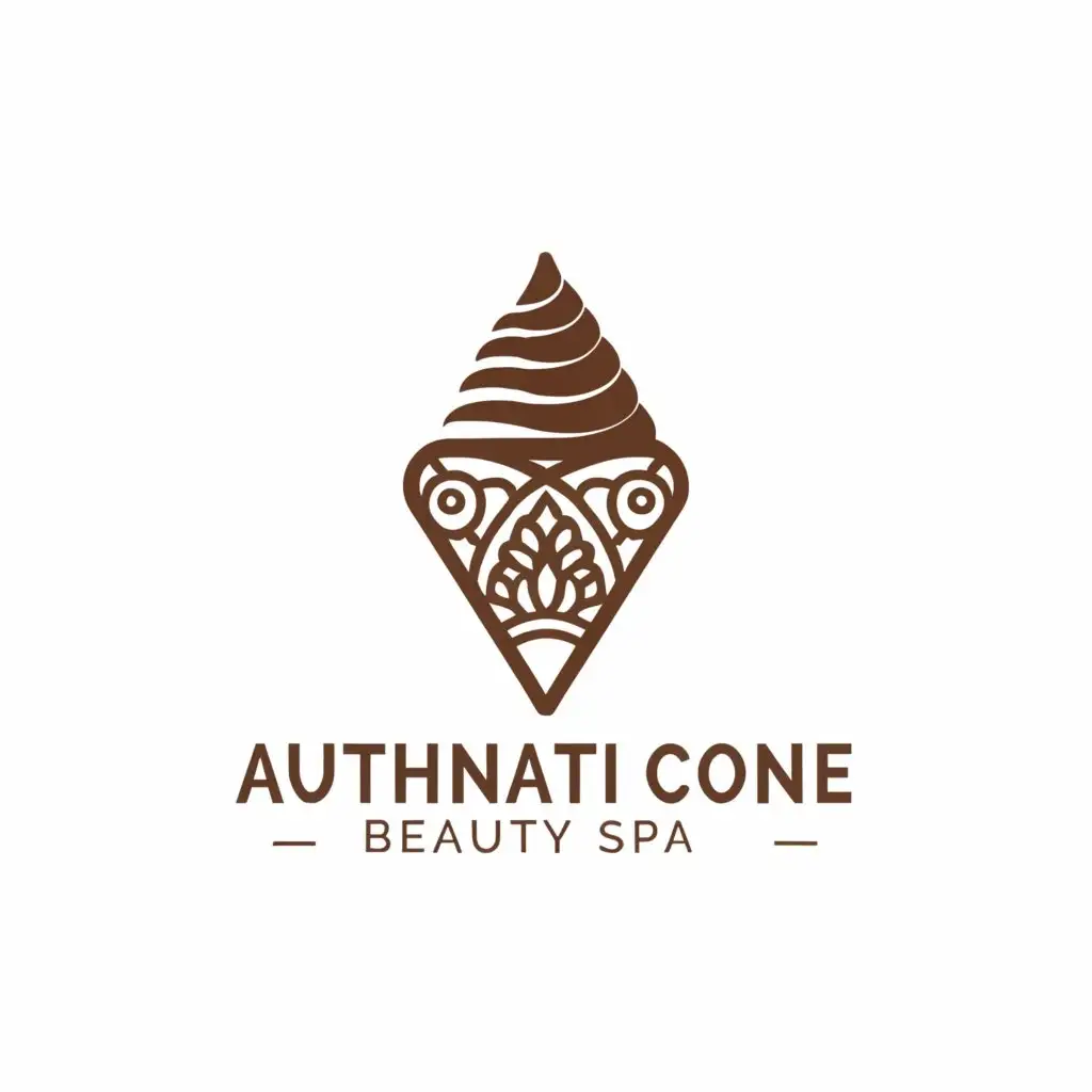 a logo design,with the text "Authennatic Cone", main symbol:Cone, mehandi in hand,Moderate,be used in Beauty Spa industry,clear background
