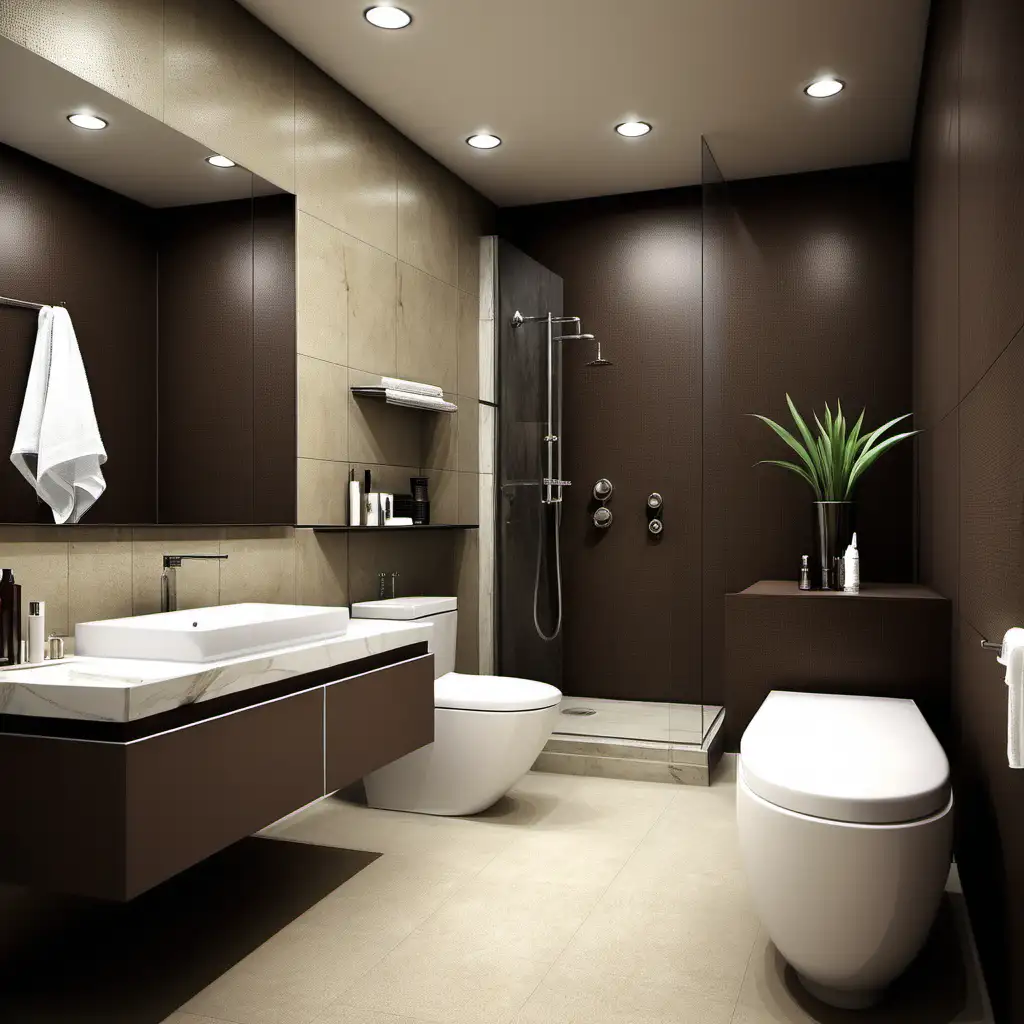 Modern Interior Design Bathroom with Elegant Fixtures and Minimalist Aesthetic