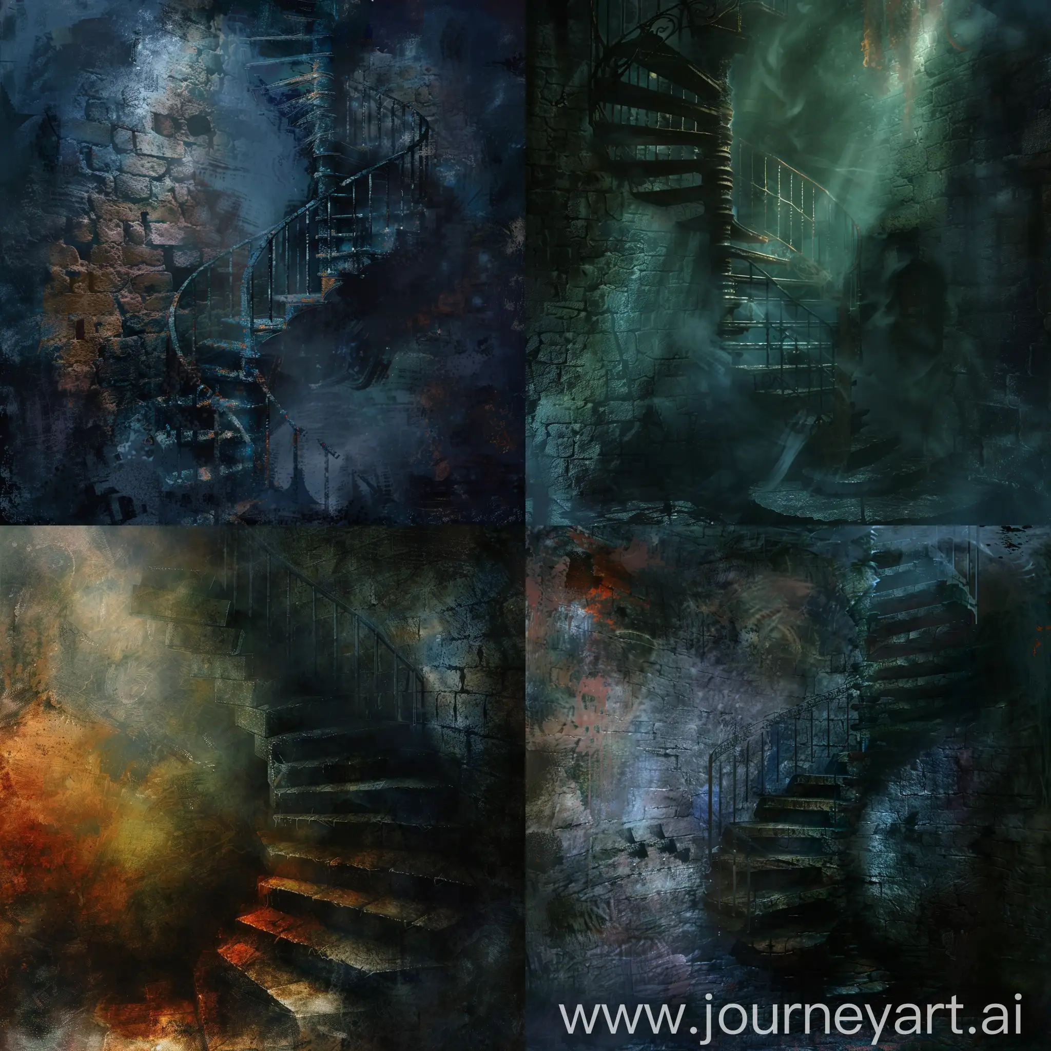 Misty-Spiral-Medieval-Staircase-Dungeon-Ambiance-Art