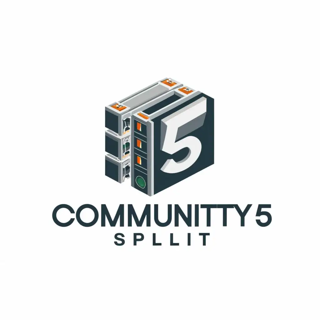 a logo design,with the text "Community 5 split", main symbol:Server,Moderate,be used in Technology industry,clear background