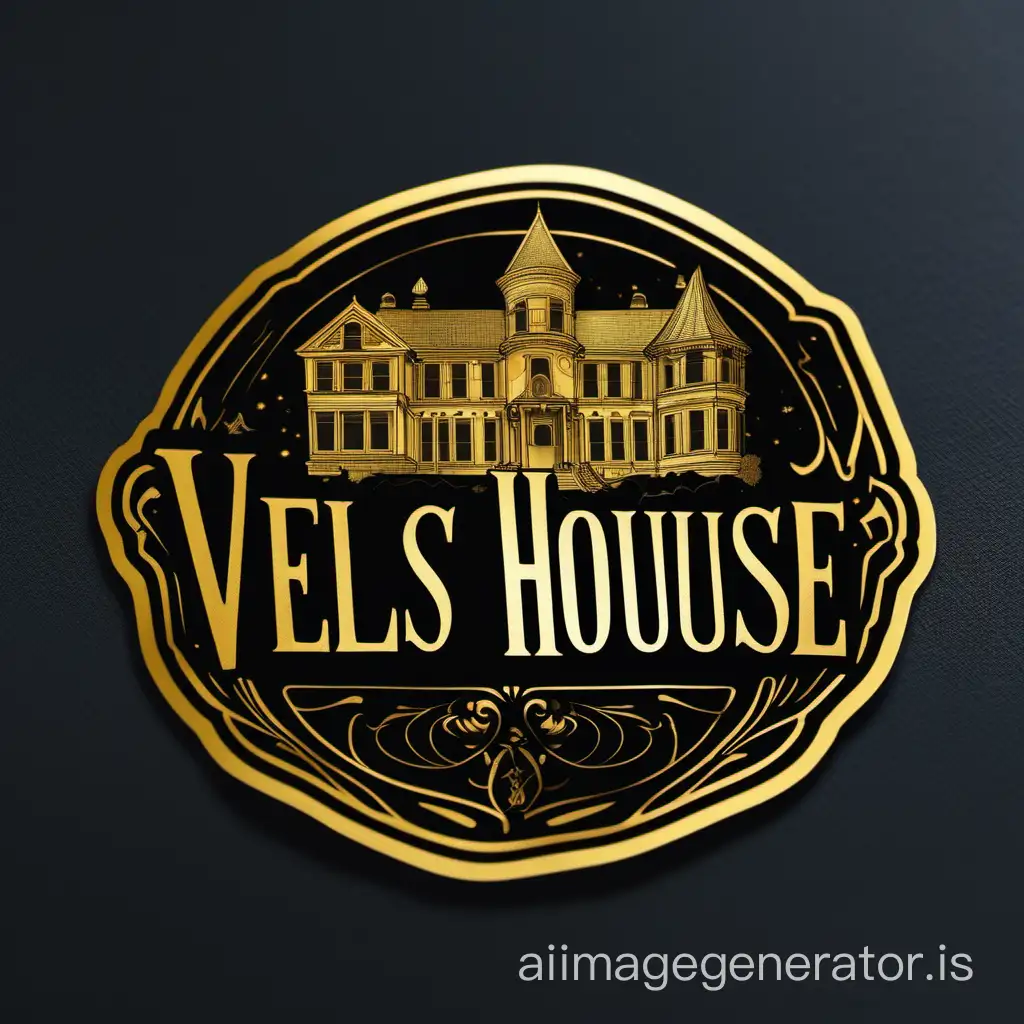 Golden-Veles-House-Sticker-on-Dark-Background