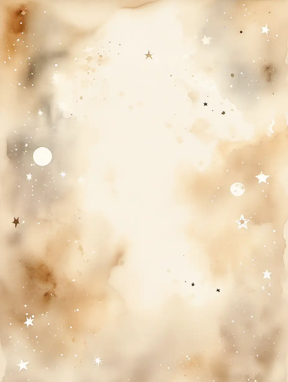 Dreamy Misty Watercolor Background with Subtle Stars and Moons