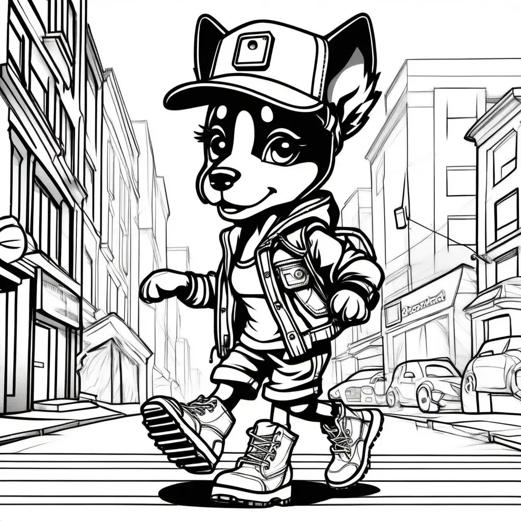 Adorable Hip Hop Puppy in Stylish Gear and Boom Box