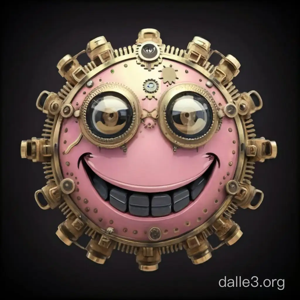 Pink smiley in steampunk style