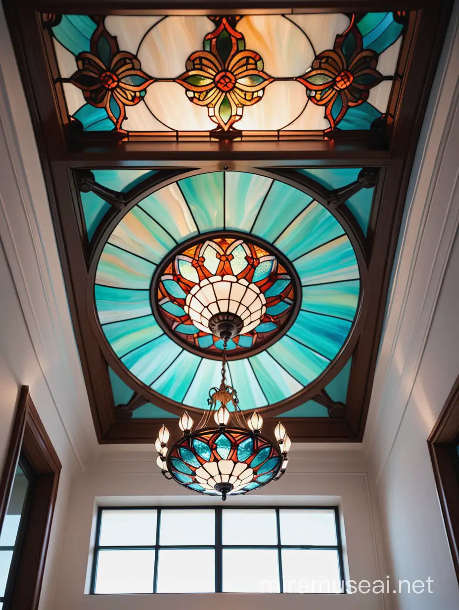 Stained Glass Tiffany Vitrage Illuminating Ceiling Ambiance
