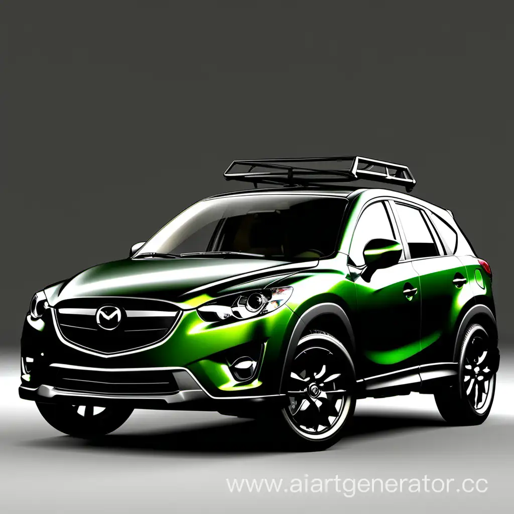 Stylish-2013-Mazda-CX5-in-Dark-Green-Satin-with-Glossy-Black-Roof-and-Hood-Forged-Carbon