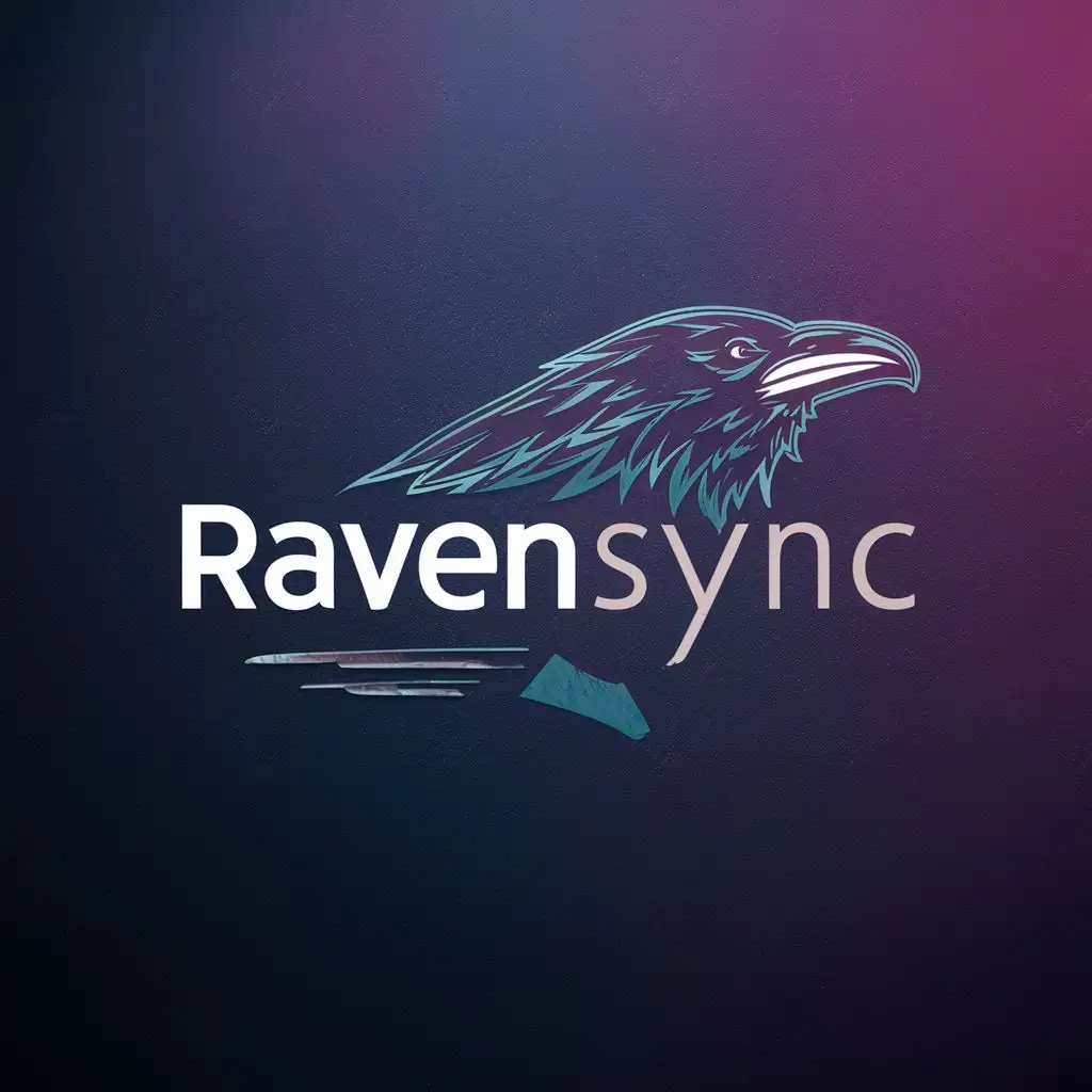 logo, Raven, with the text "RavenSync", typography, be used in Technology industry