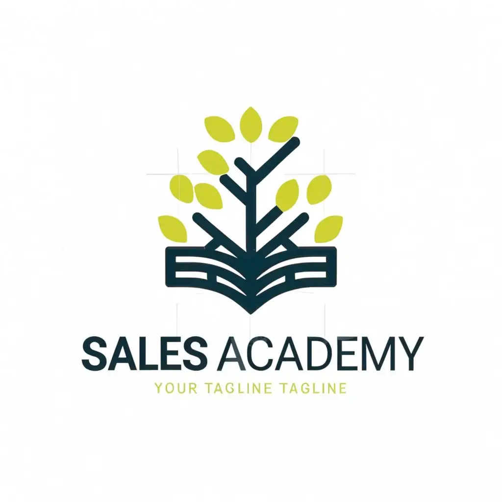 a logo design,with the text "Sales Academy", main symbol:growing tree with book,Moderate,be used in Finance industry,clear background