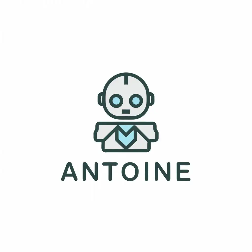 a logo design,with the text "Antoine", main symbol:robot, telegram,Moderate,be used in Internet industry,clear background