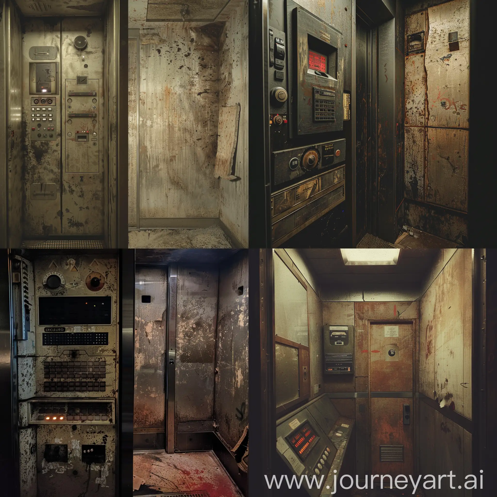 Vintage-Horror-Elevator-with-Control-Panel-and-Loose-Panel
