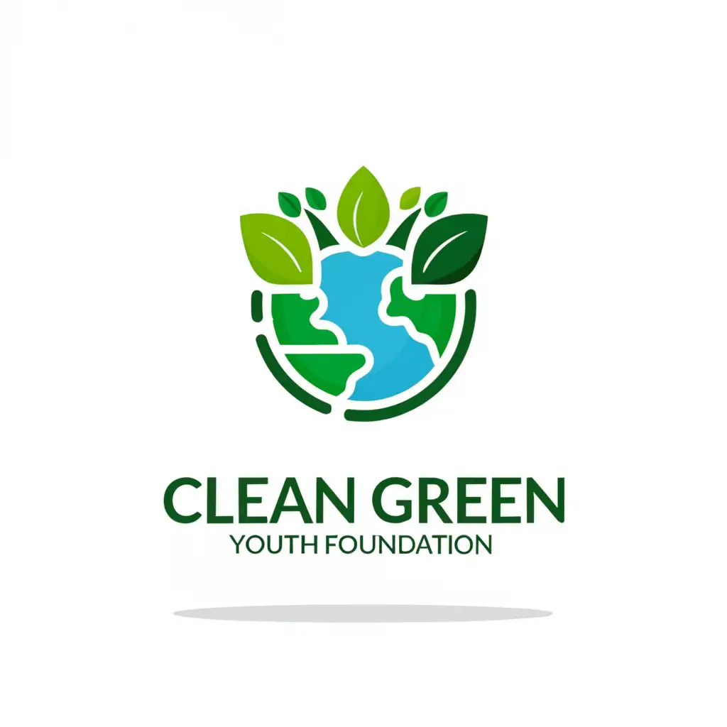 a logo design,with the text "CLEAN GREEN YOUTH FOUNDATION", main symbol:Earth, leaf, nature,Moderate,be used in Nonprofit industry,clear background
