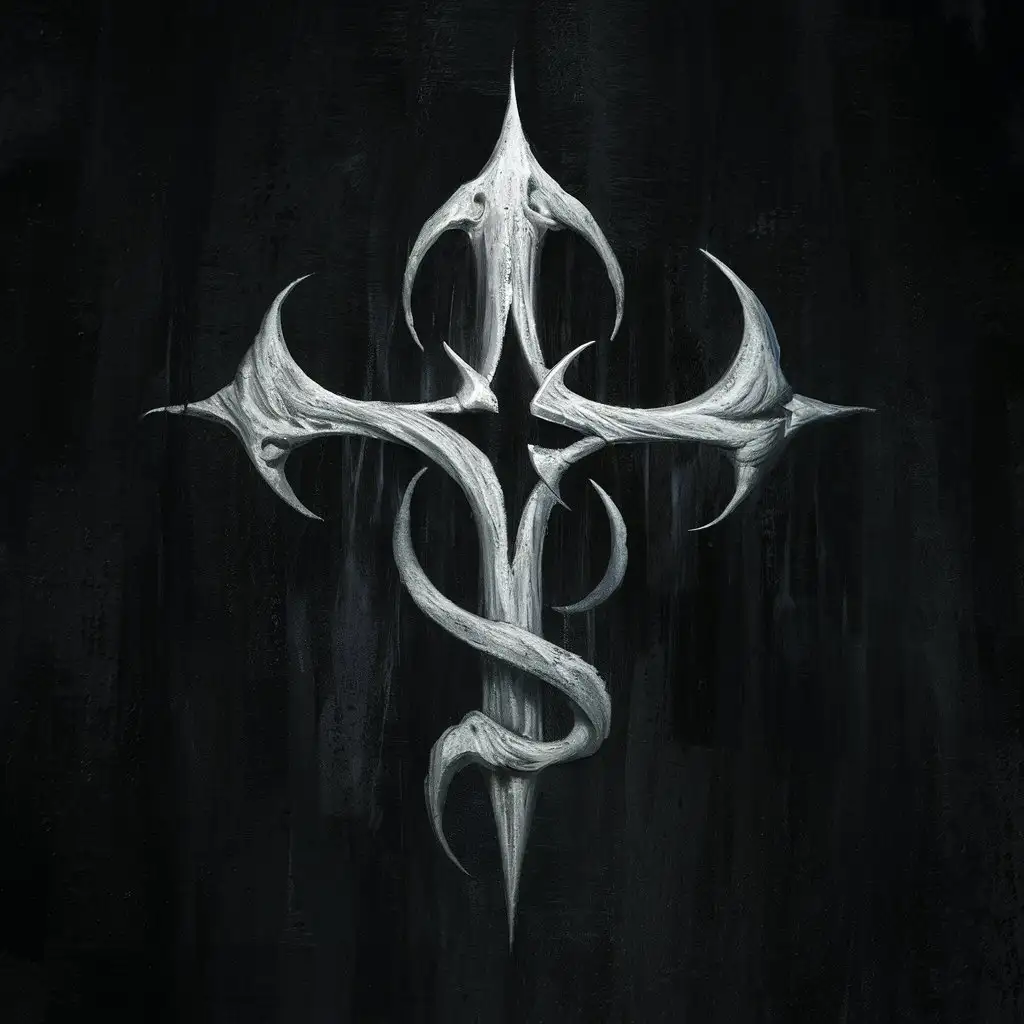 creepy white gothic symbol on a black background