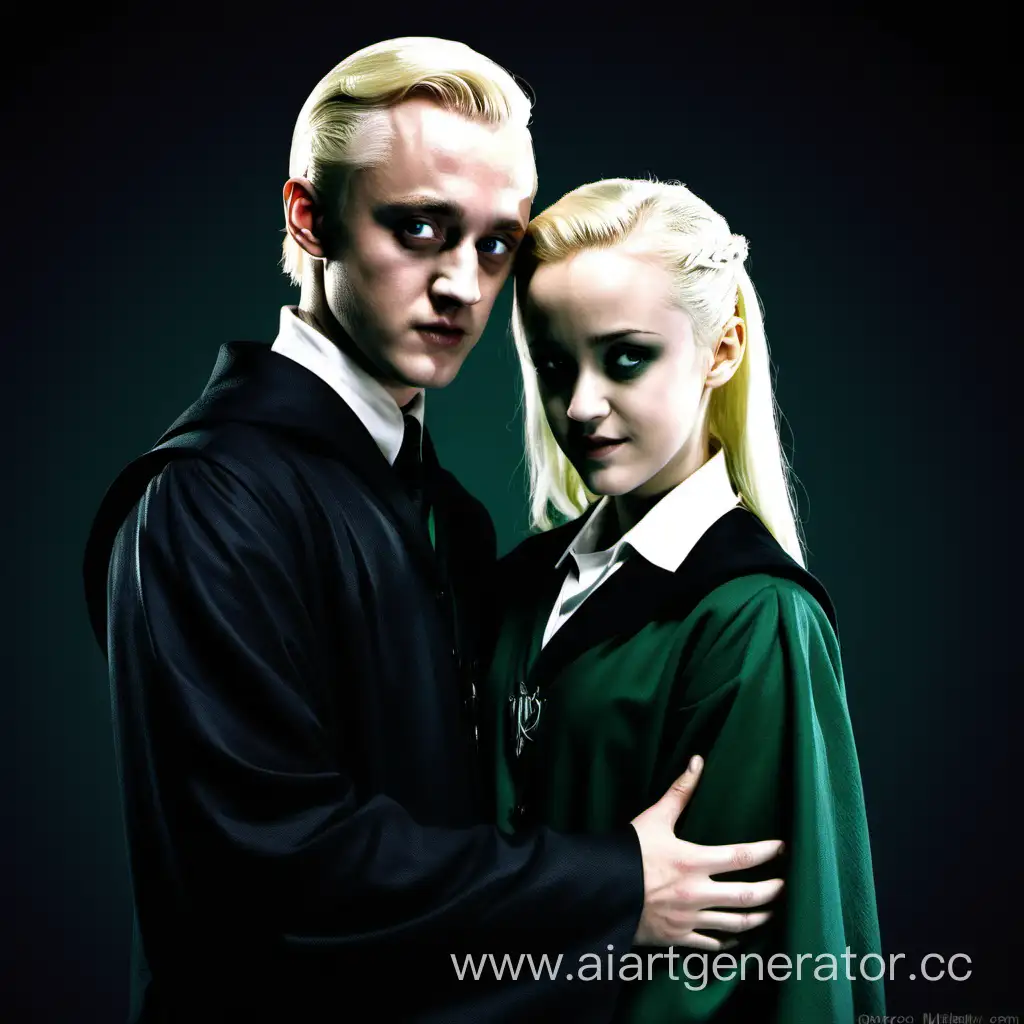 Draco Malfoy with Teacup in Slytherin Common Room | AI Art Generator