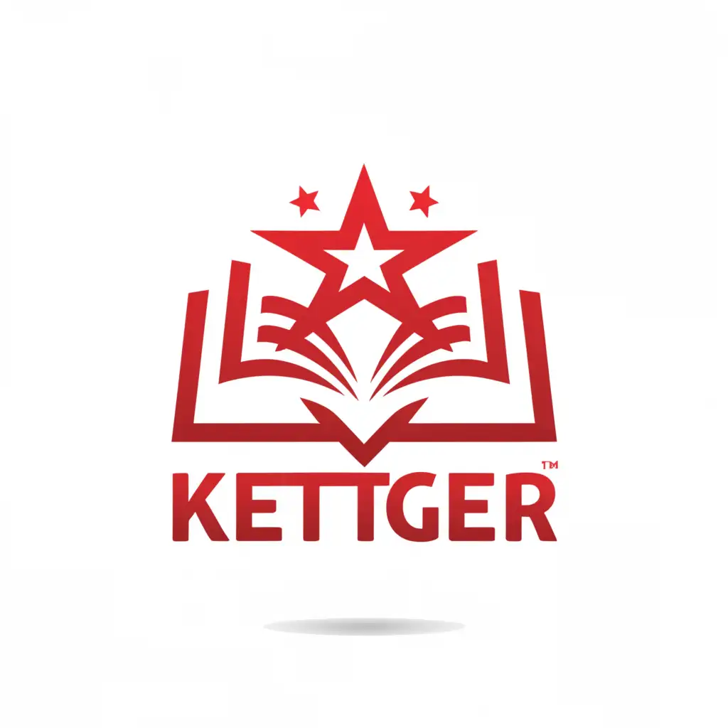 a logo design,with the text "Kettger", main symbol:red open book star,Moderate,be used in Education industry,clear background