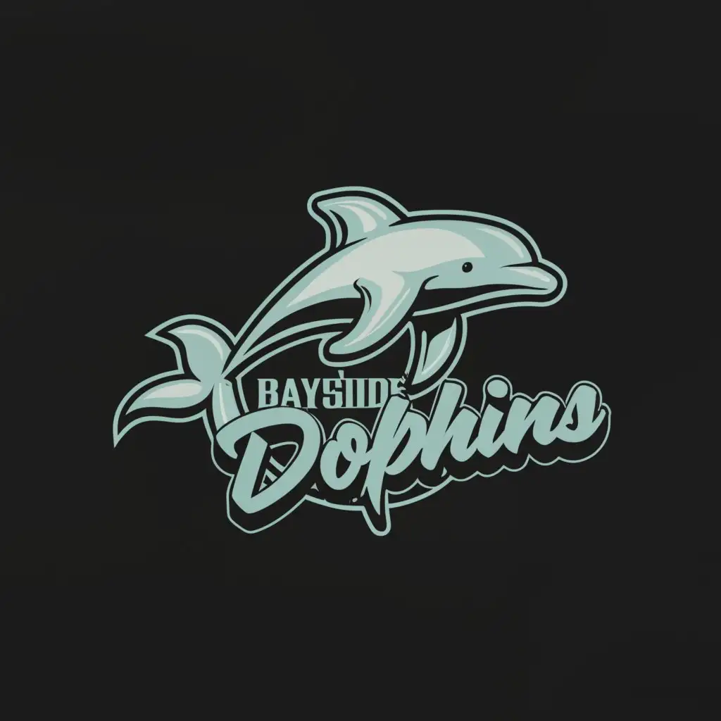 a logo design,with the text 'Bayside Dolphins', main symbol:Dolphin,Moderate, clear background