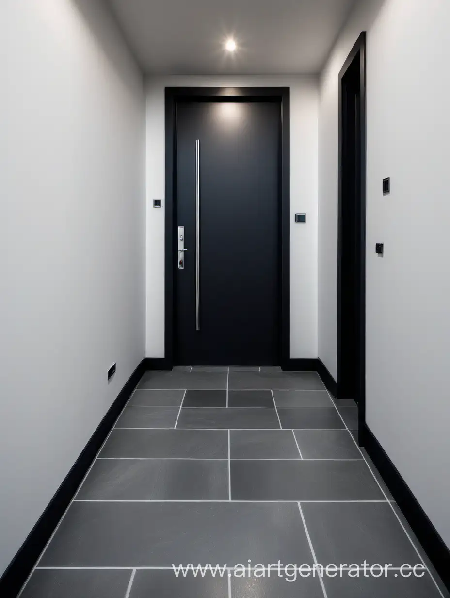 Bright-MultiApartment-Entrance-with-Plain-Gray-Tiles-and-Dark-Doors