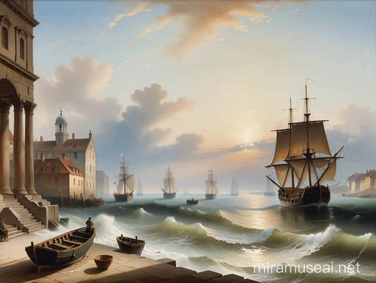 vue maritime avec un bateau a la façon d'un tableau de Nicolas de Joseph Mallord William Turner
