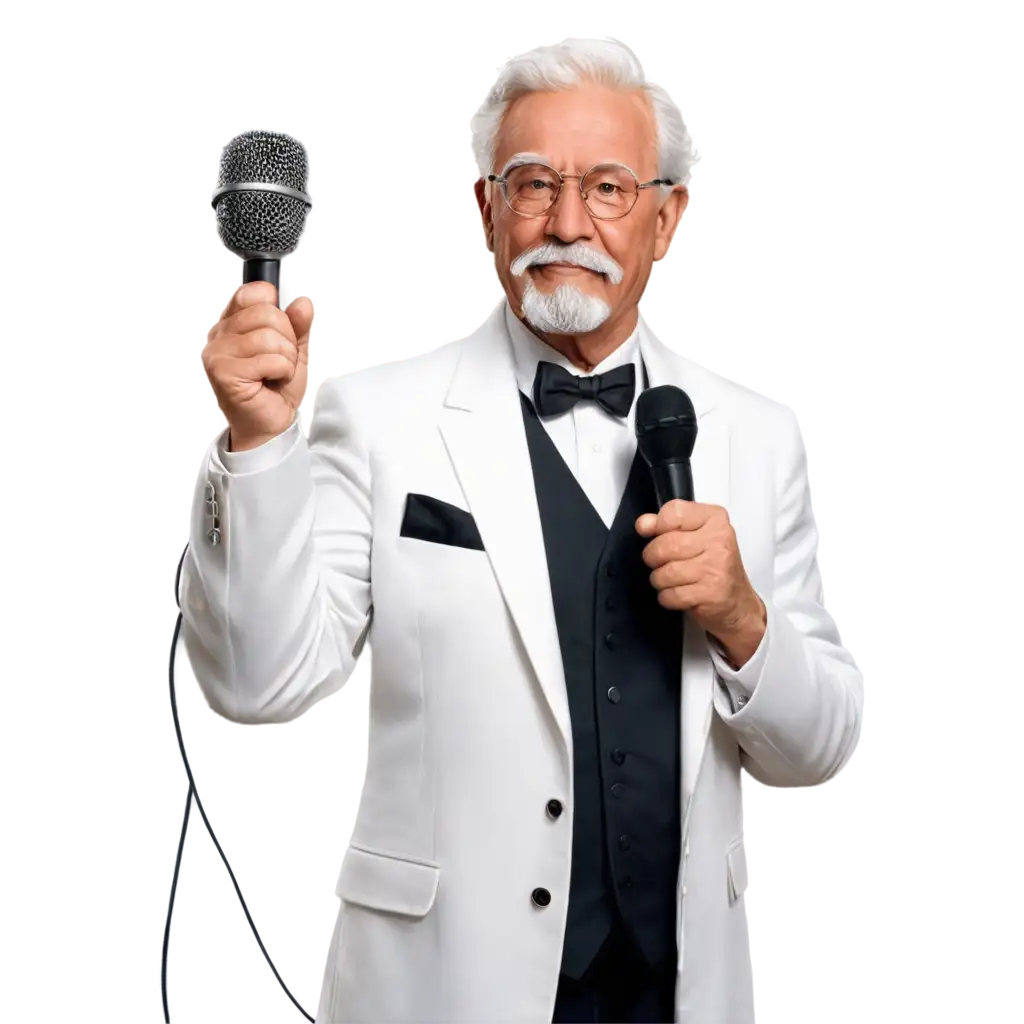 Realistic-Colonel-Sanders-with-a-Microphone-PNG-Capturing-the-Iconic-Figure-in-HighQuality-Image-Format