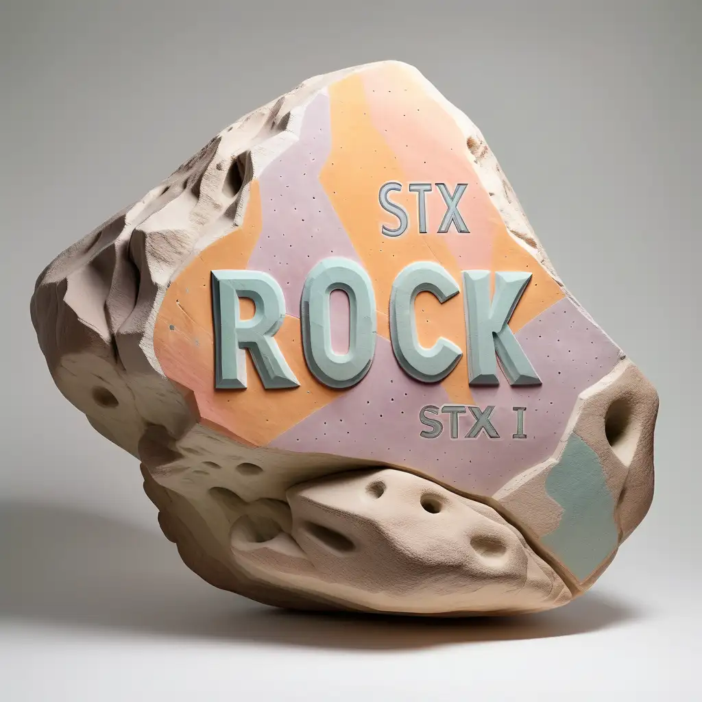 PastelColored ROCK STX Carving on White Background
