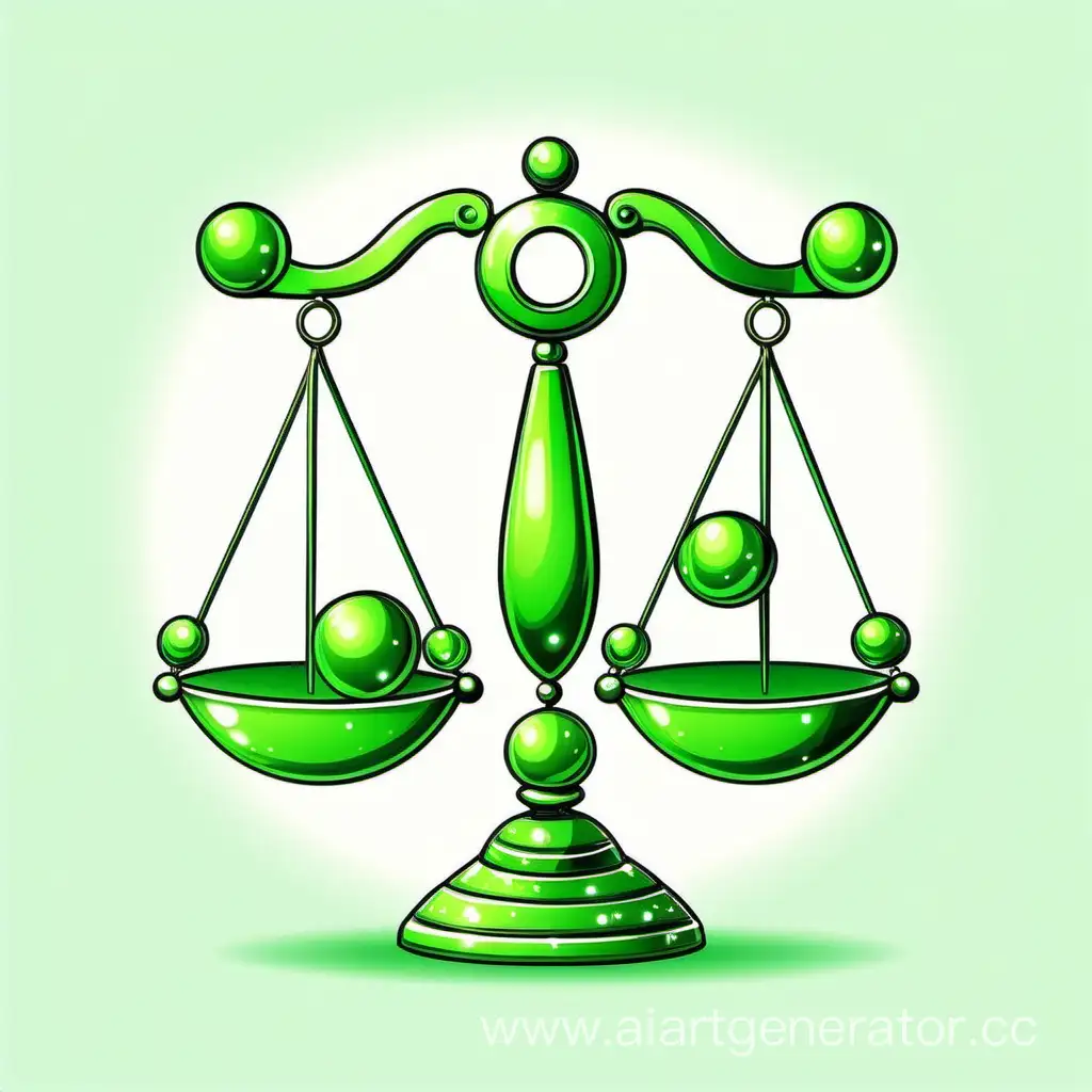зеленый милый символ весы из гороскопа на белом фоне