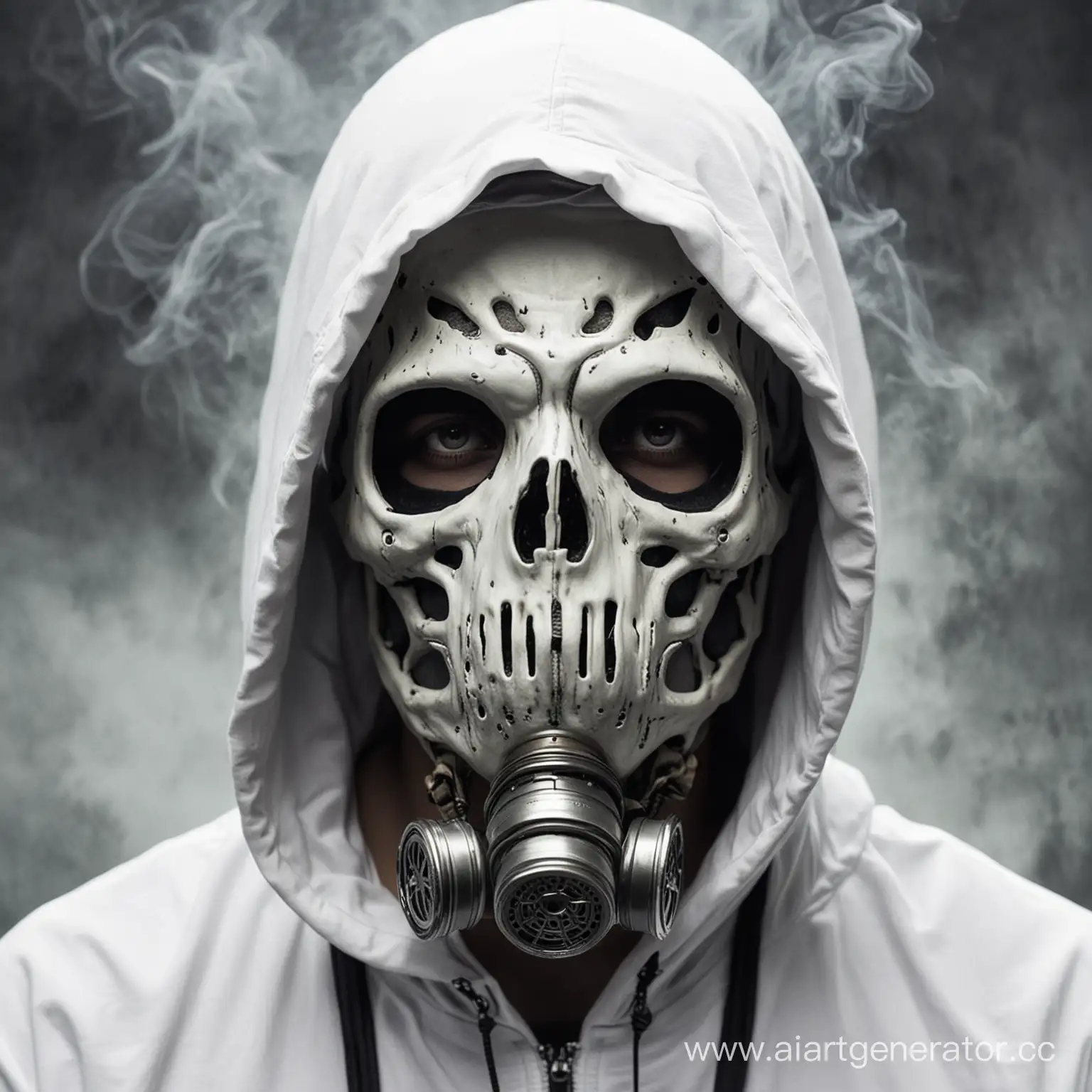 Mysterious-Skeleton-Figure-in-White-Hood-and-Gas-Mask