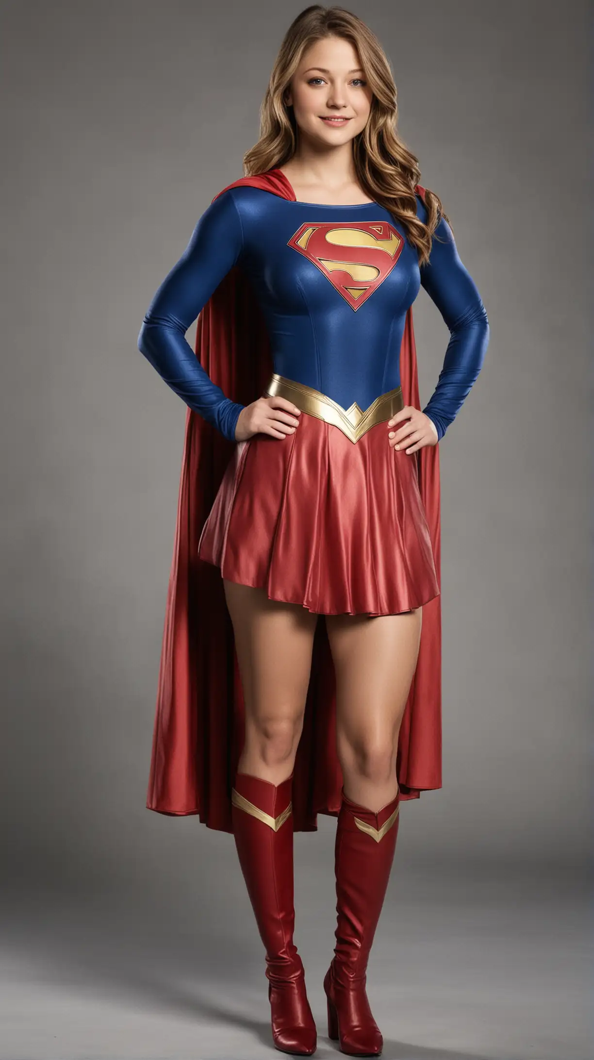 20-year-old Melissa Benoist wearing the supergirl suit.