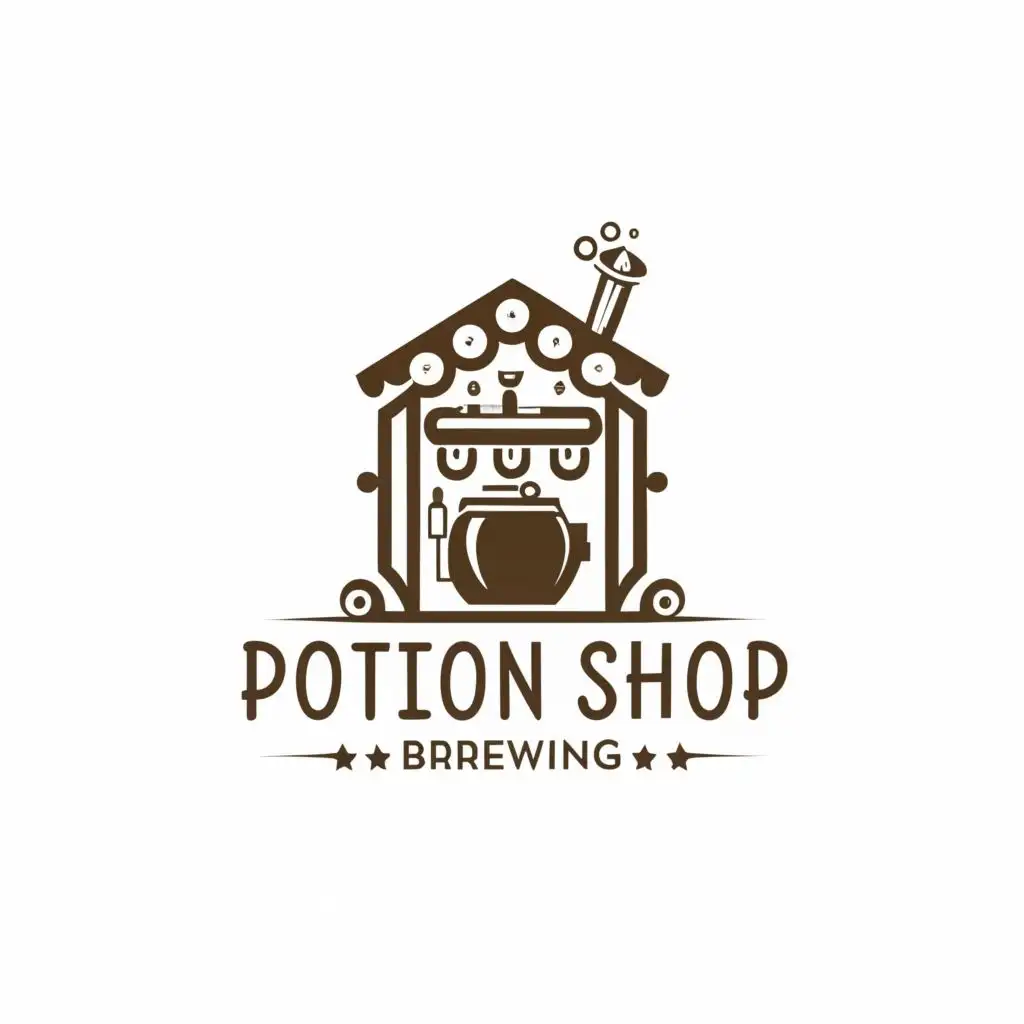 logo, potions, little shop, with the text "potion shop brewing", typography, be used in Retail industry