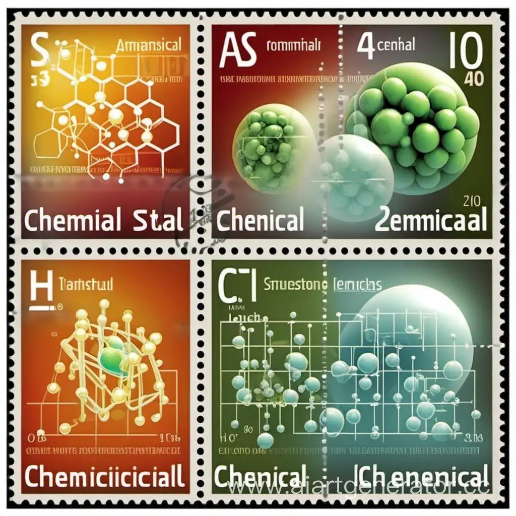 почтовая марка на тему химические элементы