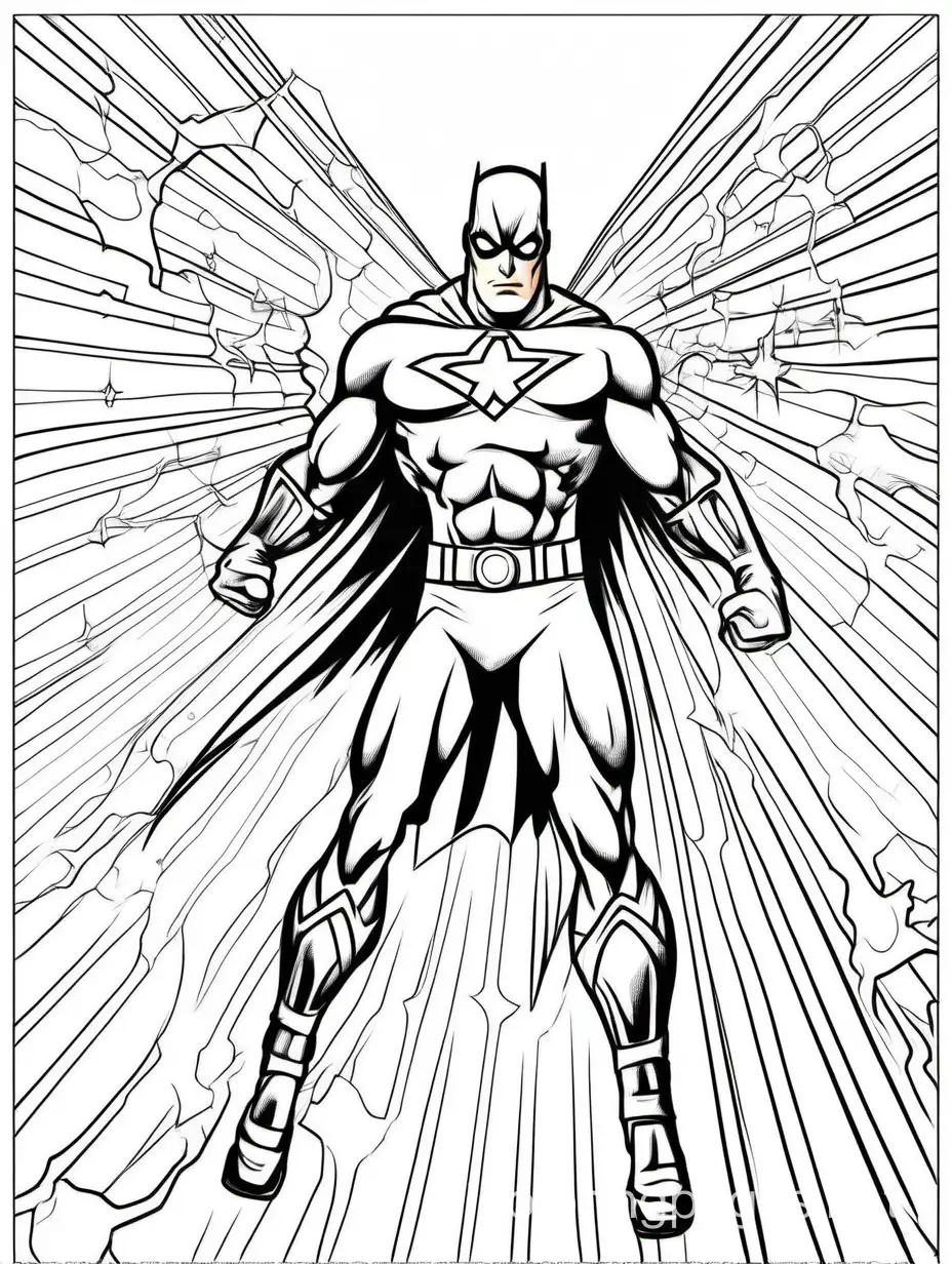 Draw a superhero with healing powers aiding injured civilians in a coloring page, Coloring Page, black and white, line art, white background, Simplicity, Ample White Space. The background of the coloring page is plain white to make it easy for young children to color within the lines. The outlines of all the subjects are easy to distinguish, making it simple for kids to color without too much difficulty