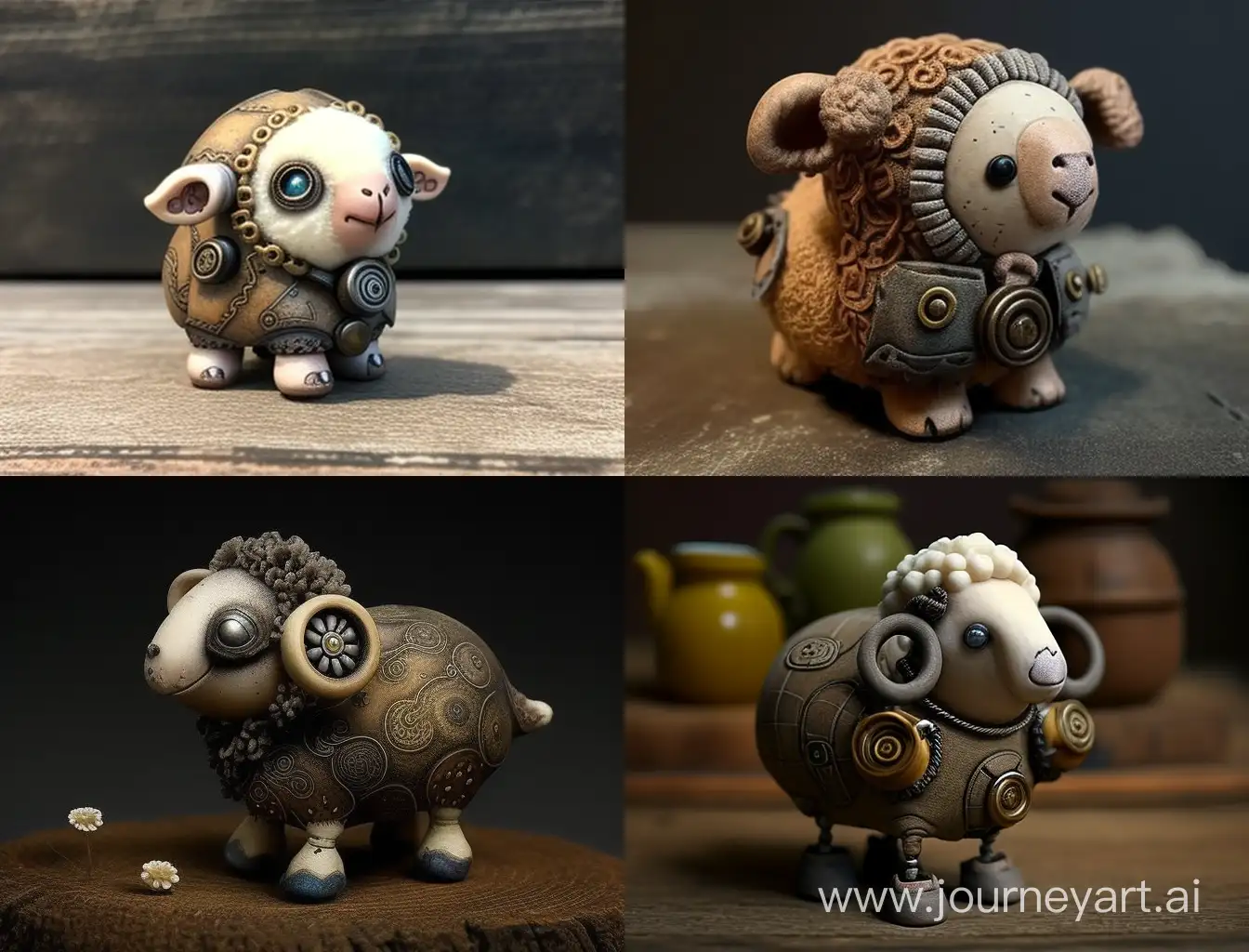 Steampunk-Sheep-Clay-Art-Figurine