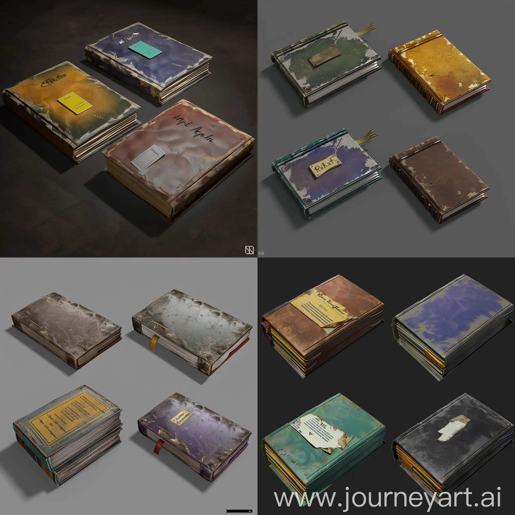 Vintage-Worn-Thin-Books-with-Realistic-3D-Blender-Game-Asset-Style