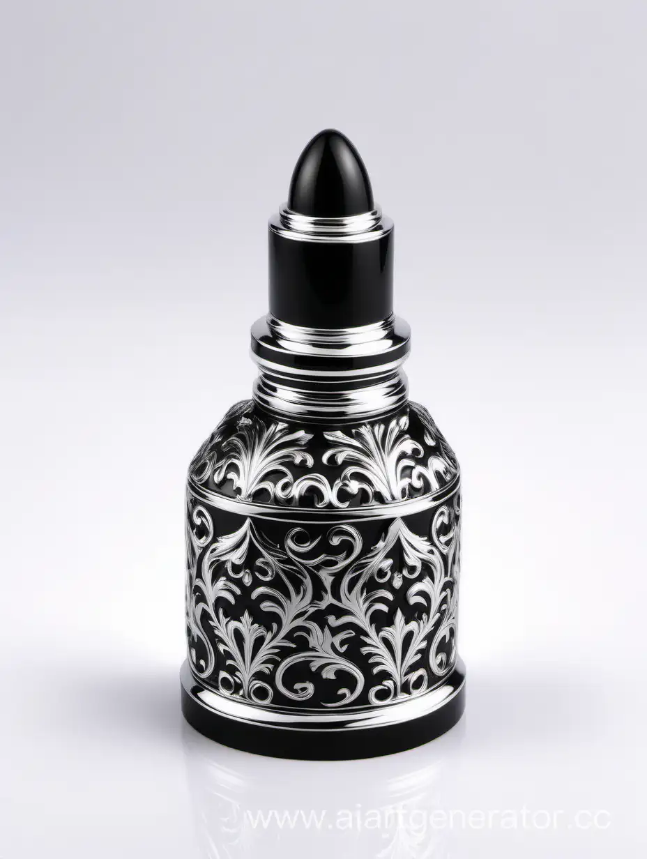 Elegant-Zamac-Perfume-Decor-with-Ornamental-Long-Cap-in-Stunning-Black-and-White-Metallizing-Finish