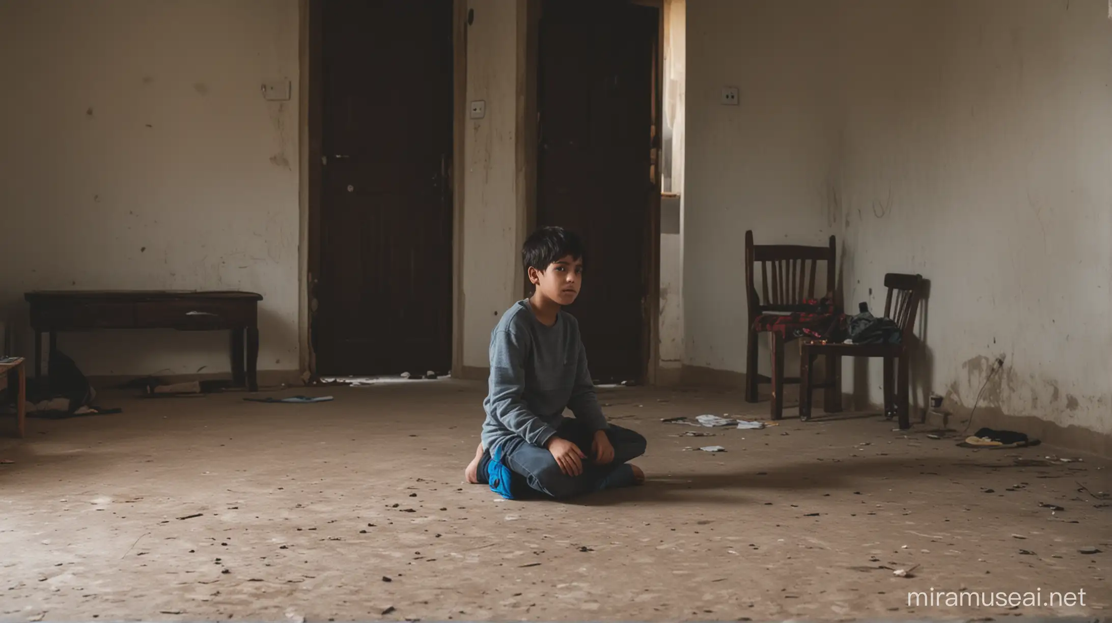 Lonely Boy in Empty Home