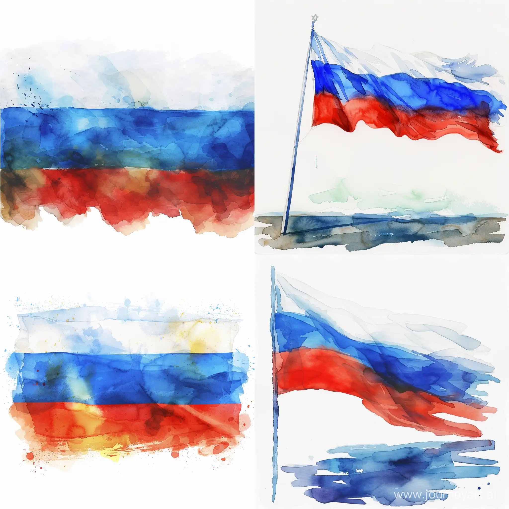 watercolor flag of Russia on a white background