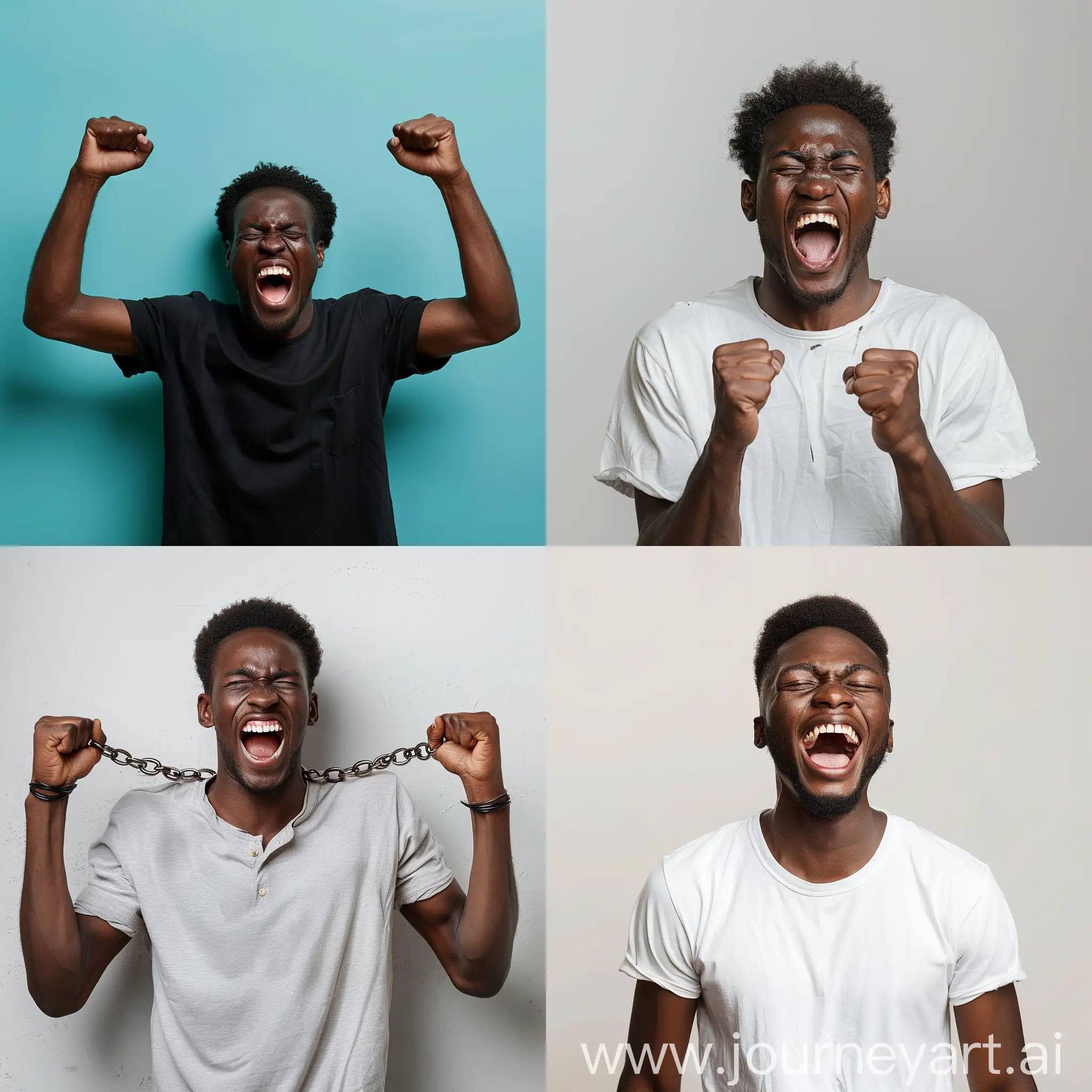 Image naturel de Jeune homme africain arrêté qui crie de joie