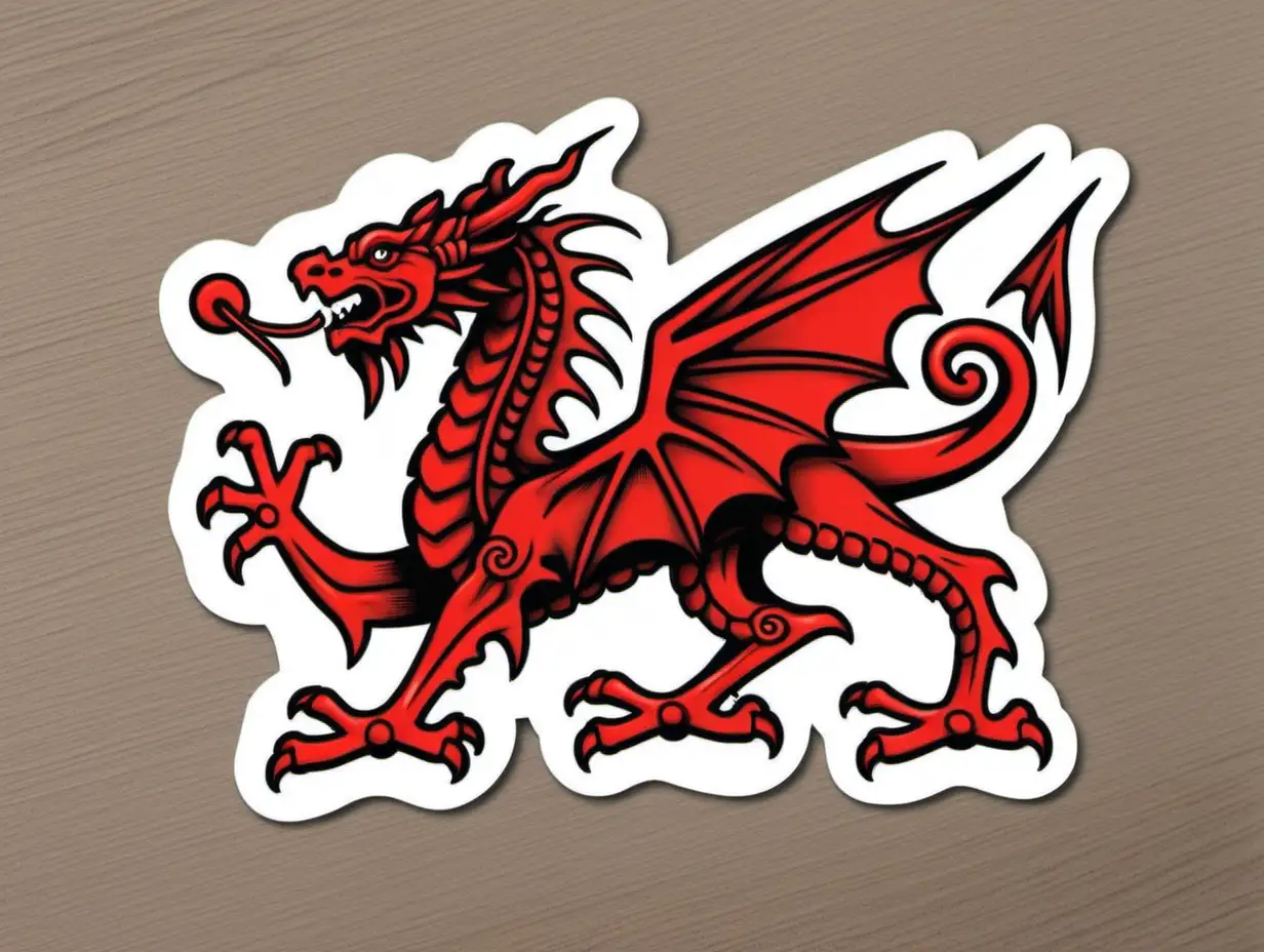 Vibrant Welsh Dragon Sticker for Laptops and Accessories