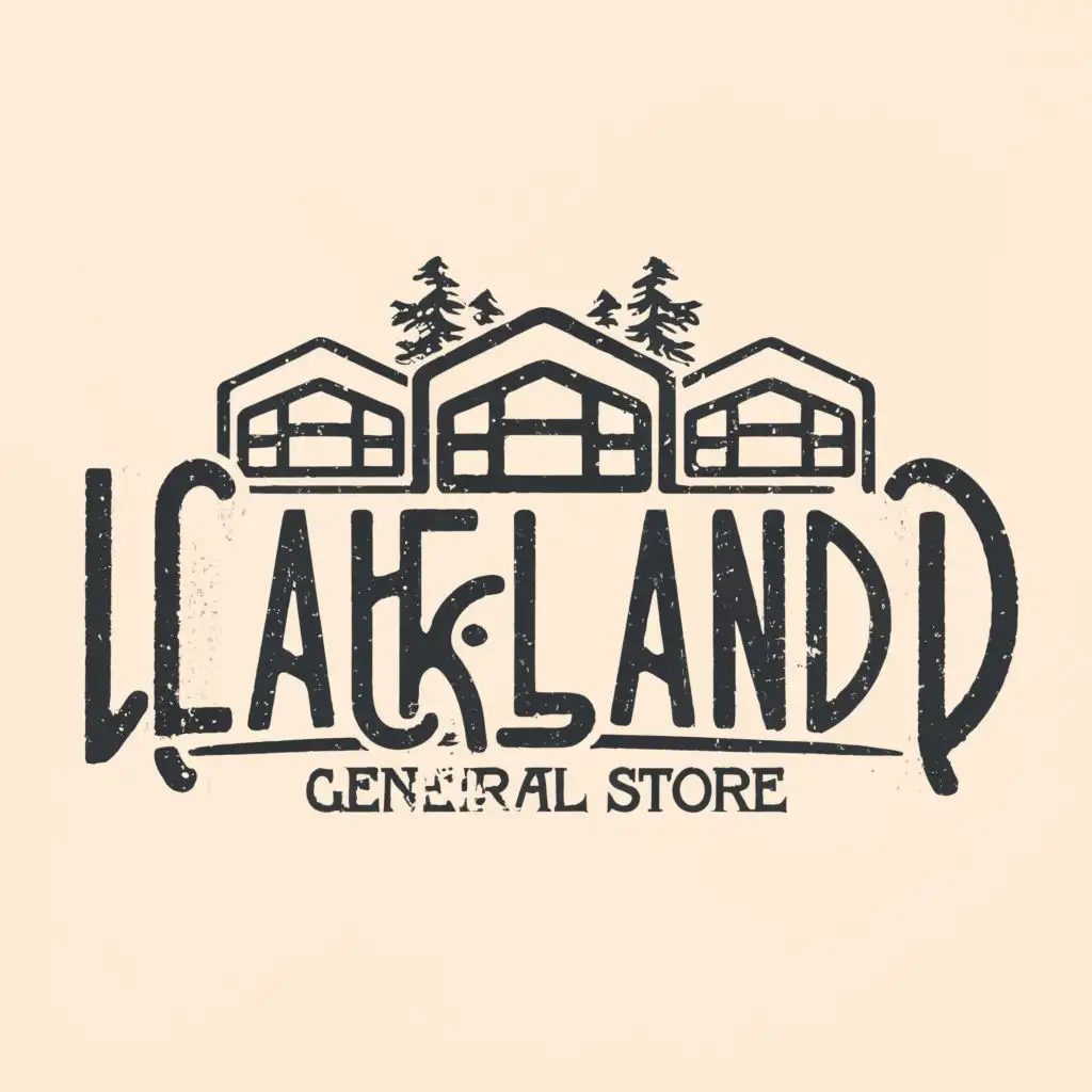 logo, warehouses, with the text "LAKELAND GENERAL STORE", typography