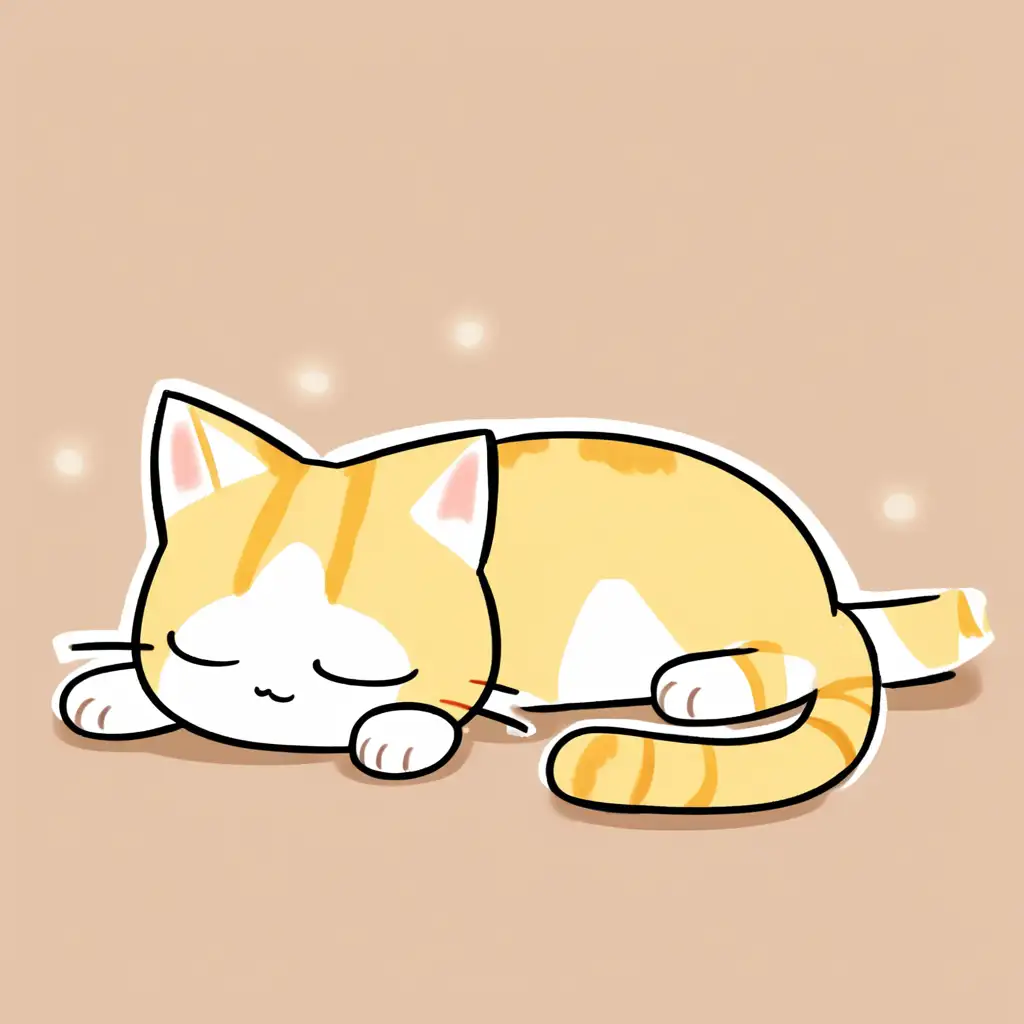 cat with yellow stripes lying down cartoon