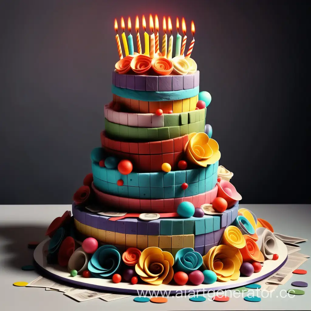 День рождения огромный торт из картинок  счастье радость яркие краски эстетика
