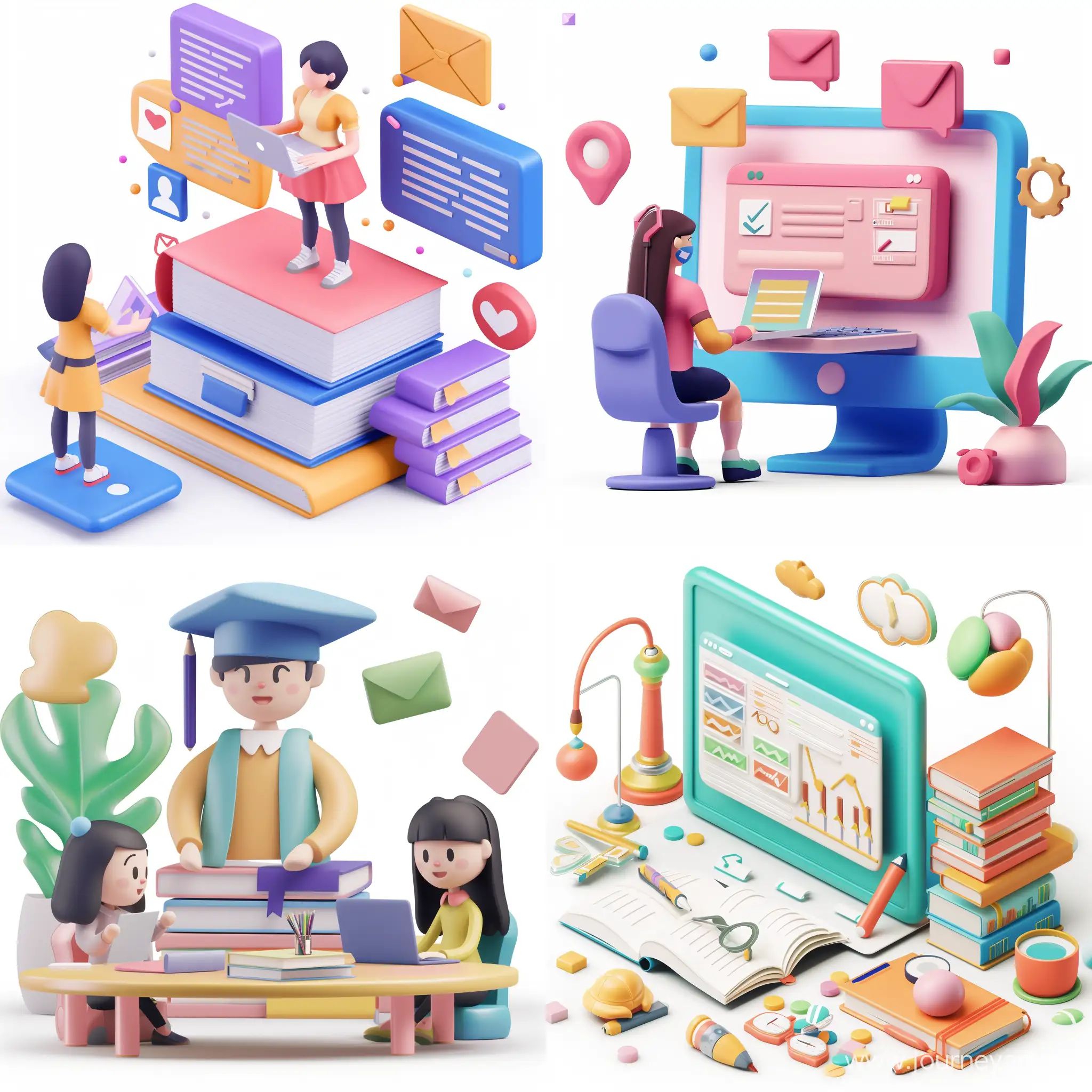 3D illustration Online academic counseling