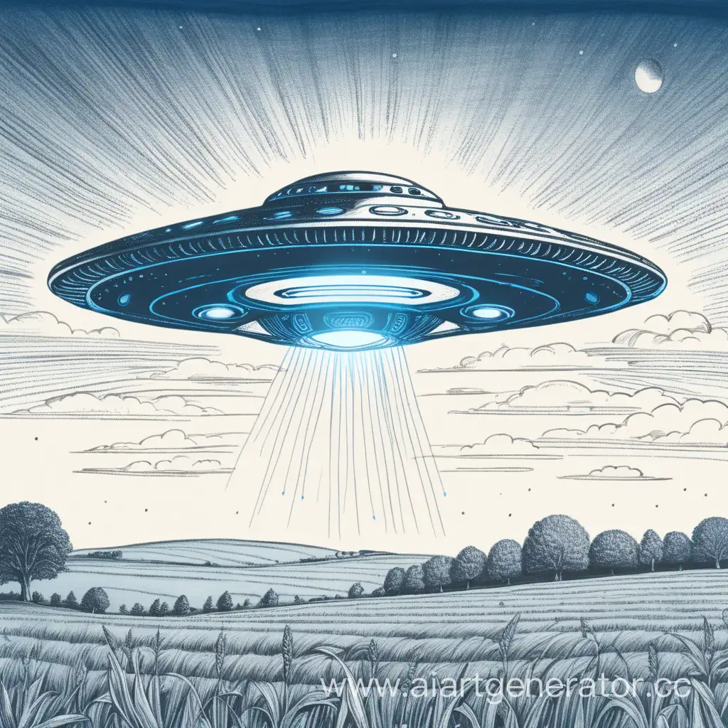 Blue-UFO-Hovering-over-Field