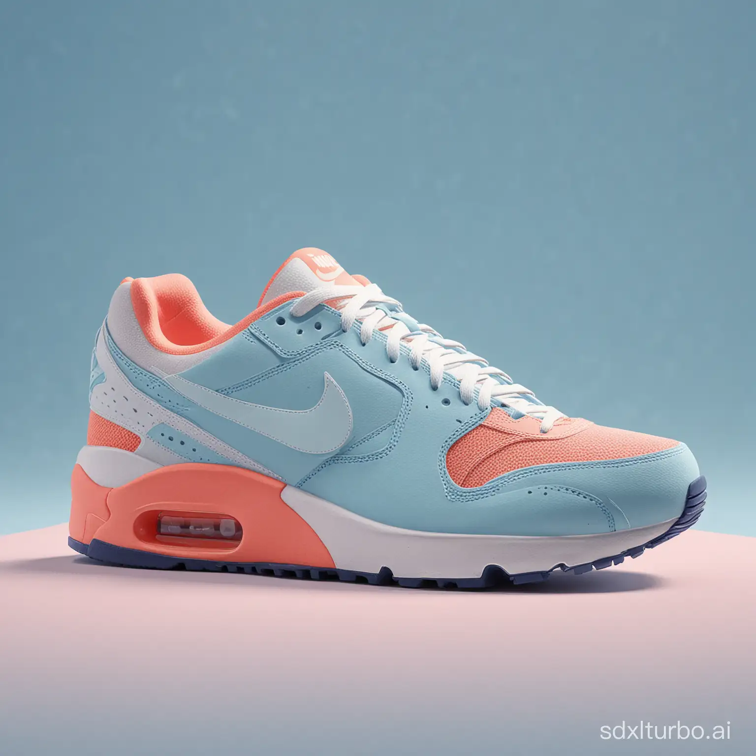 Product shot of Nike shoes, with soft
vibrant colors, 3D Blender render, modular
constructivism, blue background,
physically based rendering, centered