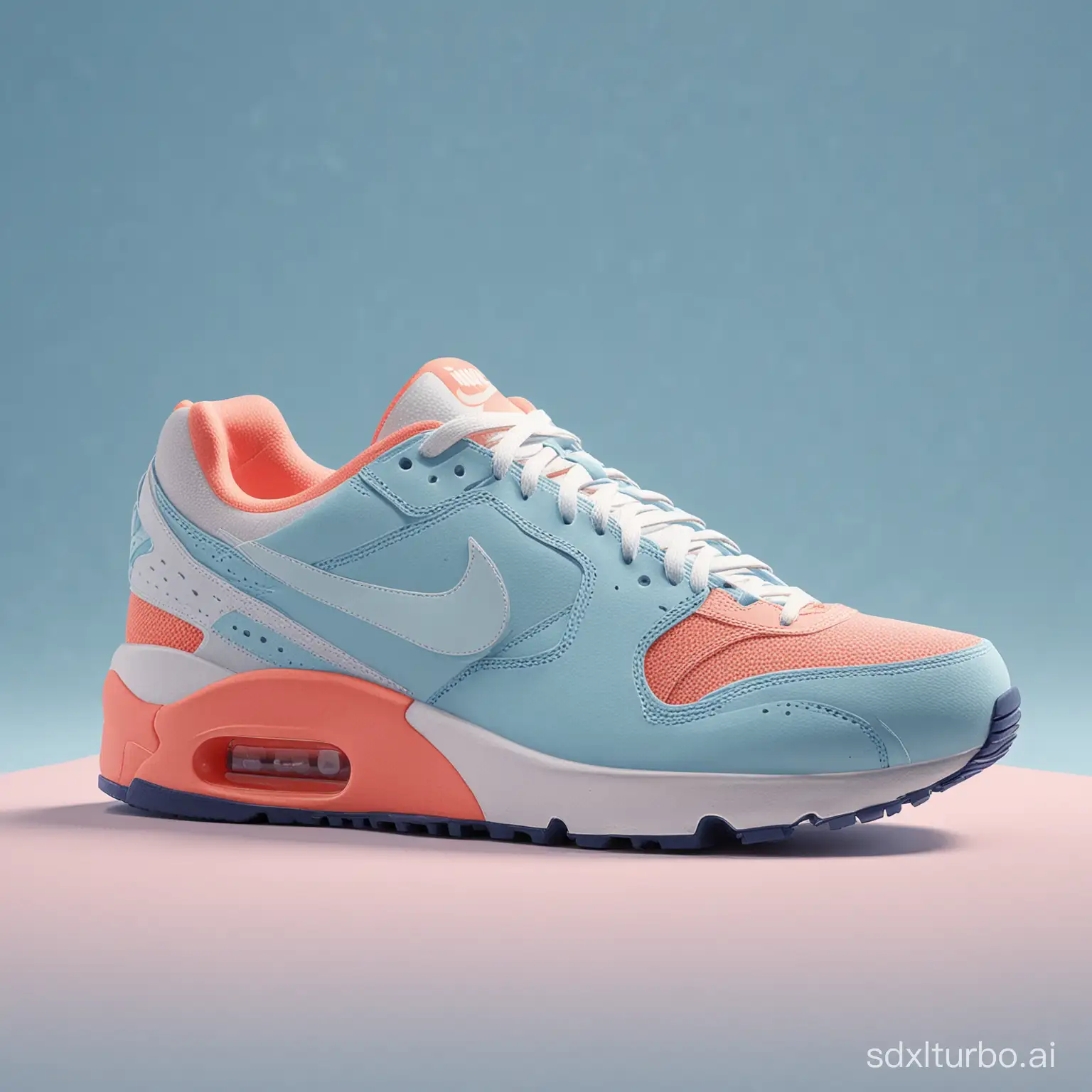 Nike-Shoes-Product-Shot-Soft-Vibrant-Colors-3D-Blender-Render-Blue-Background